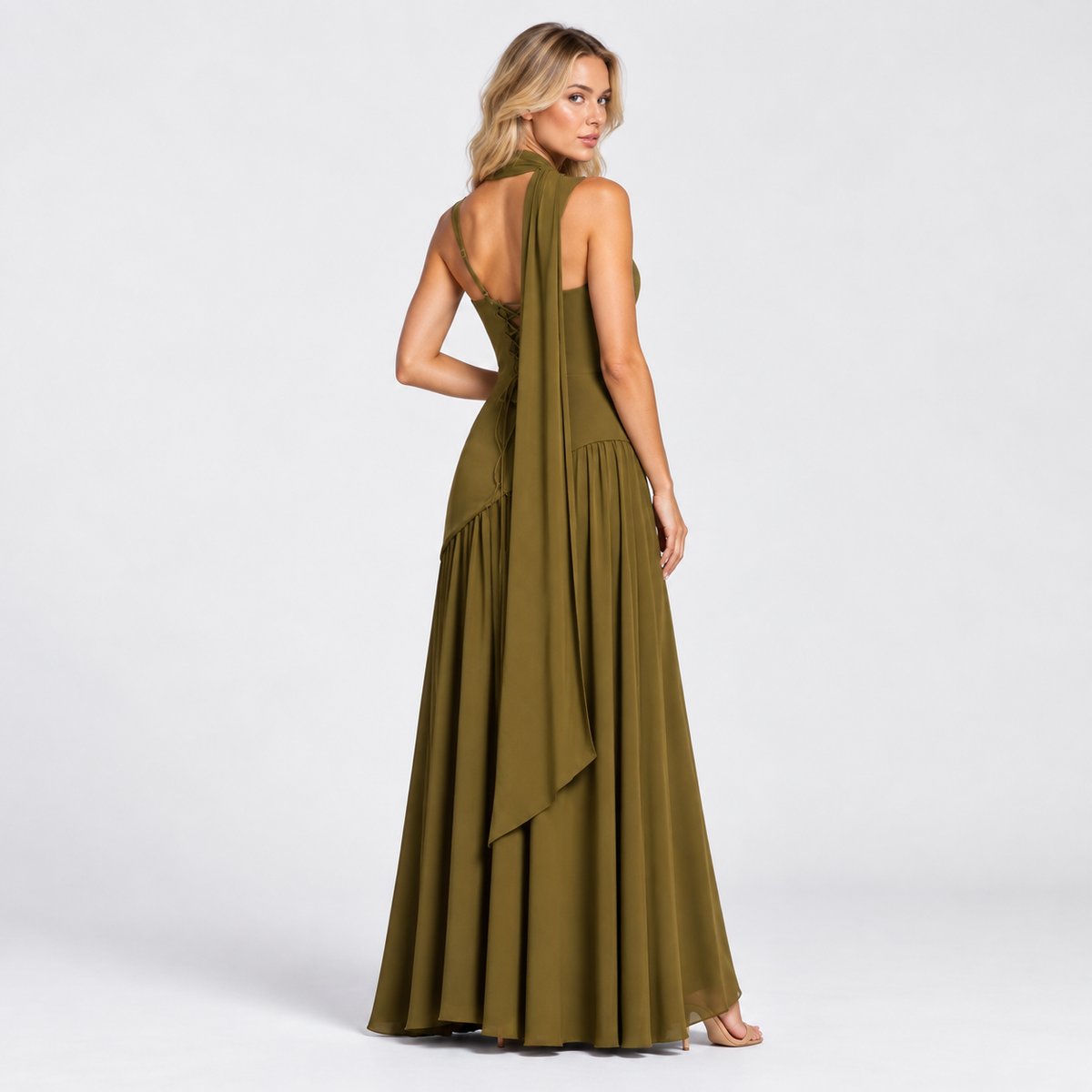 Old Ashworth | Women's Maxi Dress – Draped Satin-Look Evening Wear