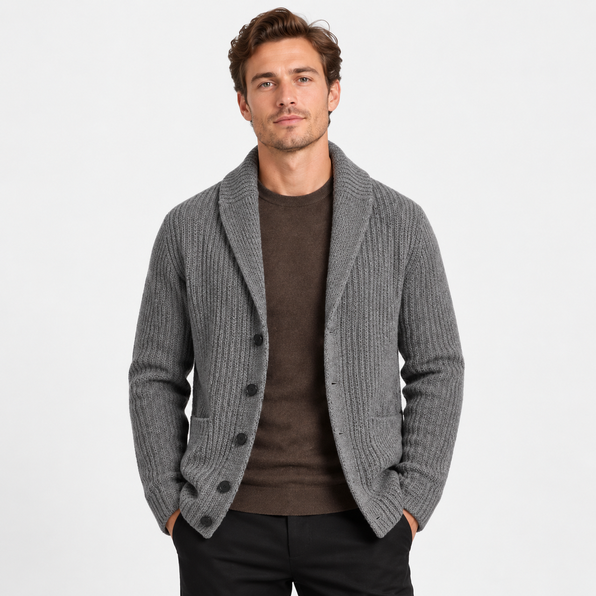 Old Ashworth  | Men's Slim Fit Button Up Cardigan Sweater Warm Knit Laye