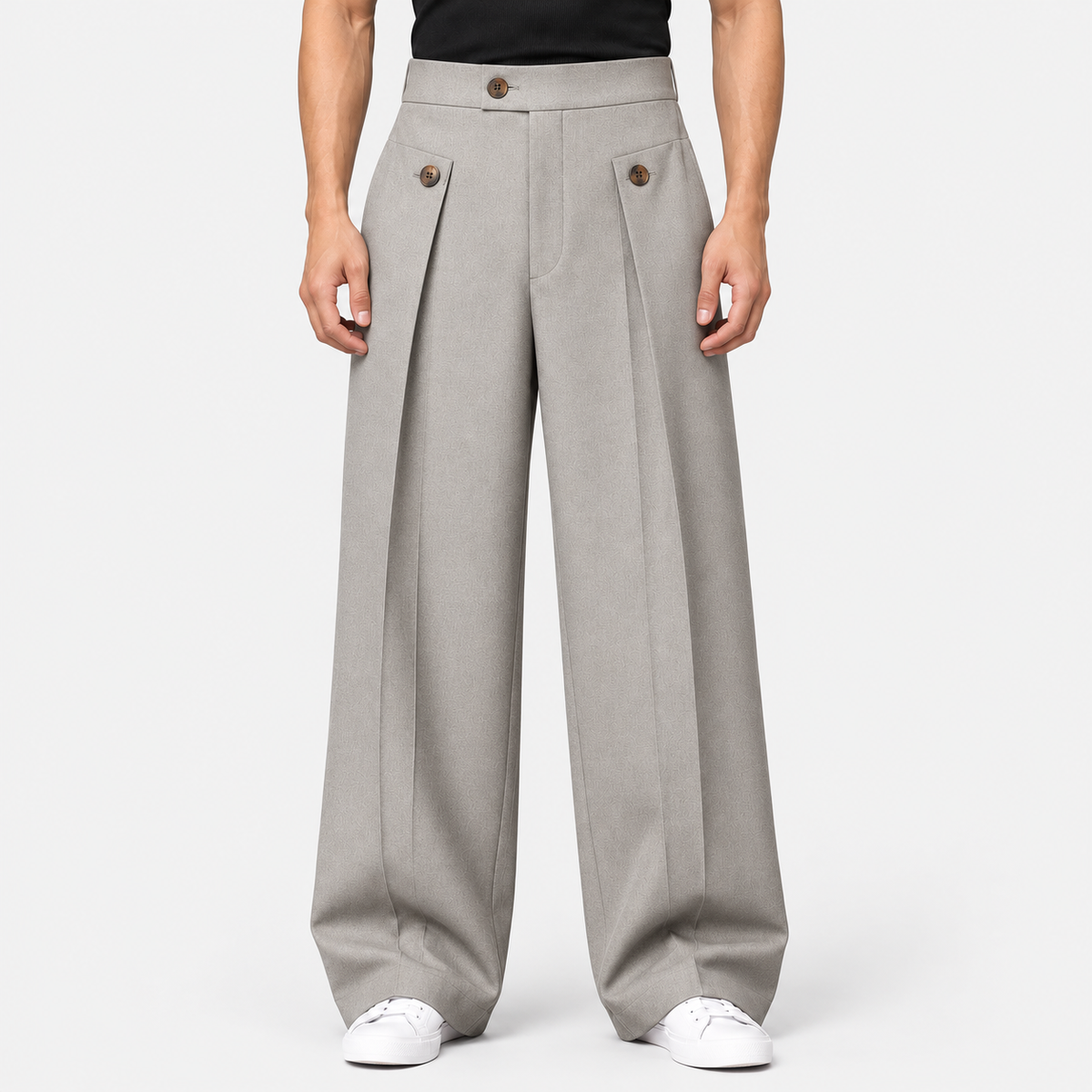 Old Ashworth | Men's Wide Leg Trousers – Pleated Business Casual