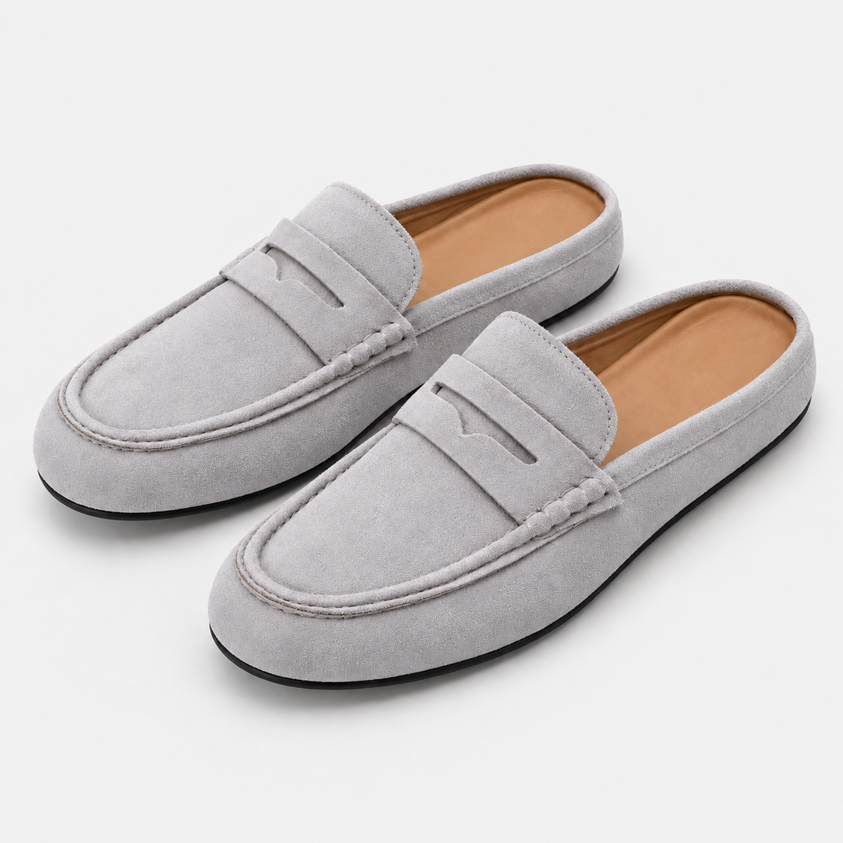 Old Ashworth | Men's Mule Loafers – Suede-Look Everyday Slip-On