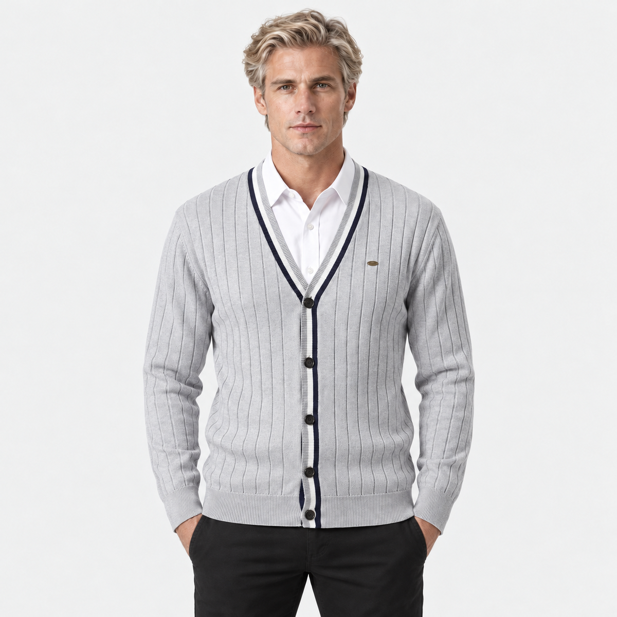 Old Ashworth | Men's Cotton Cardigan – Button-Up Office Wear