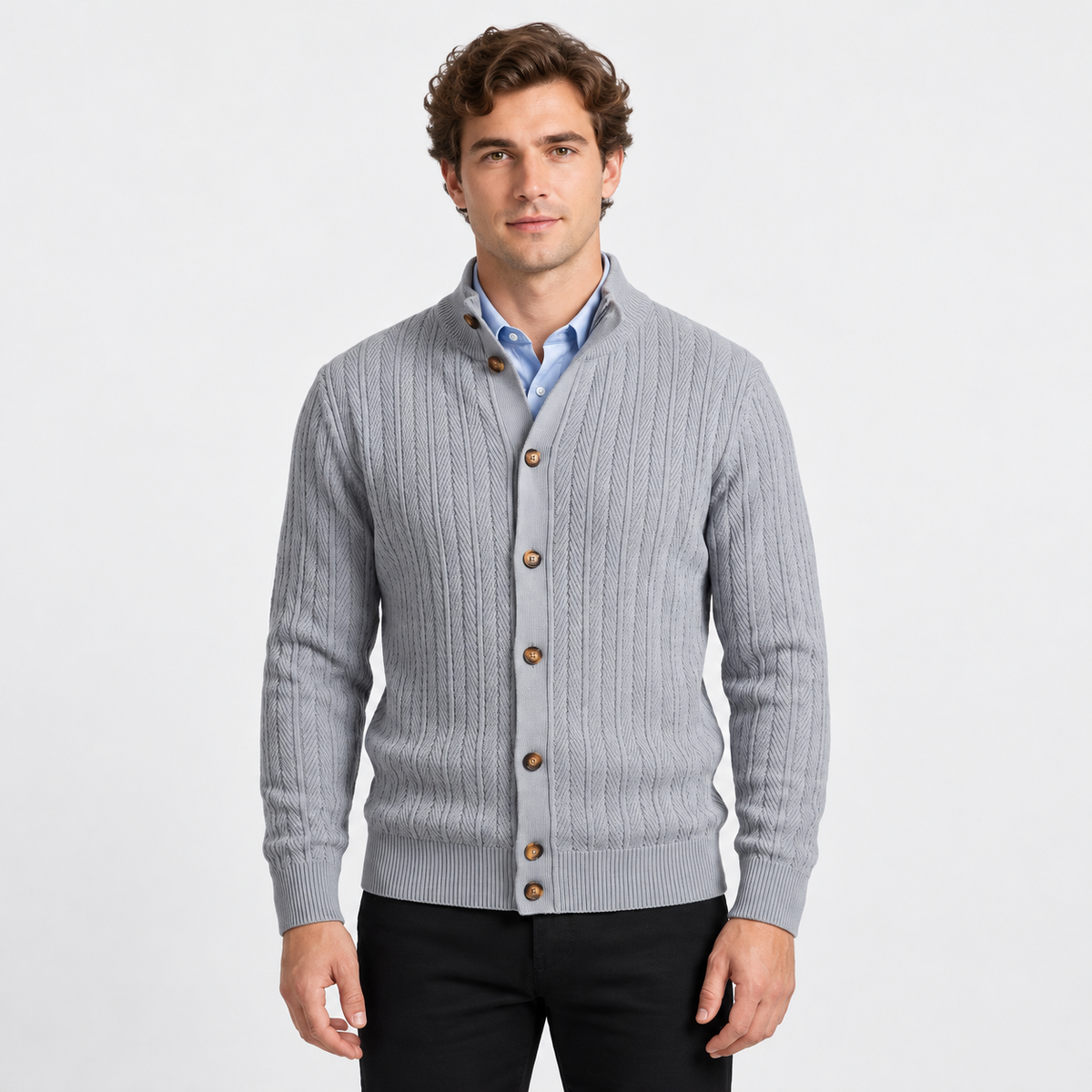 Old Ashworth | Men's Cotton Cardigan – Business Casual Knitwear