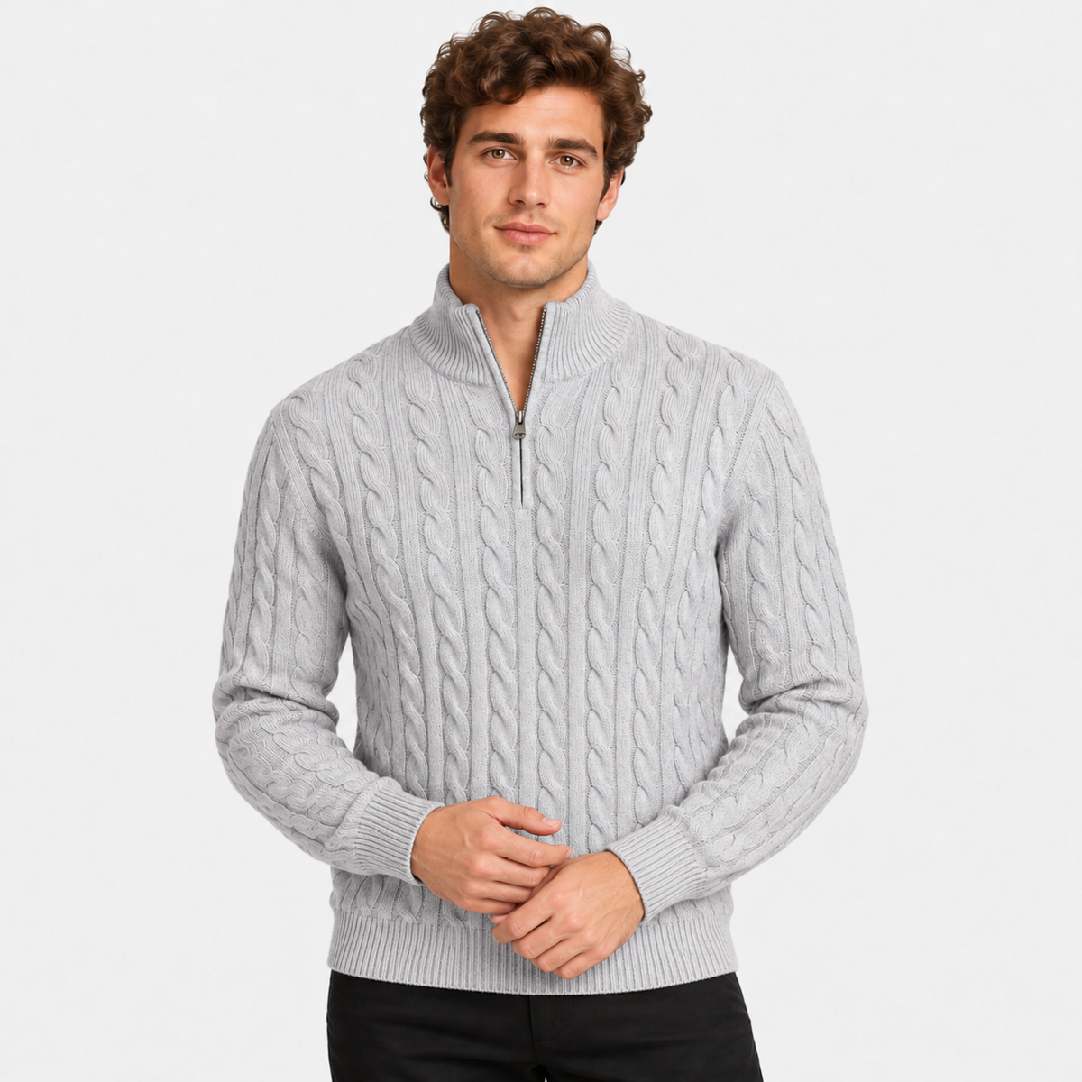 Old Ashworth | Men's Jumper – Cotton Half-Zip Long Sleeve