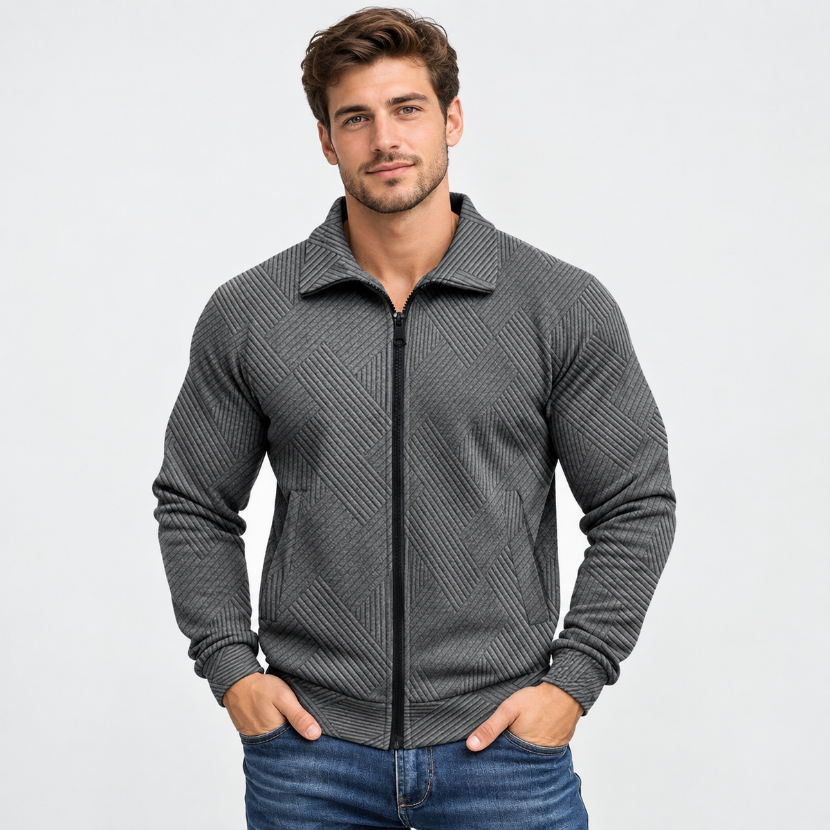 Old Ashworth | Men’s Ribbed Knit Jacket for Smart Casual Wear