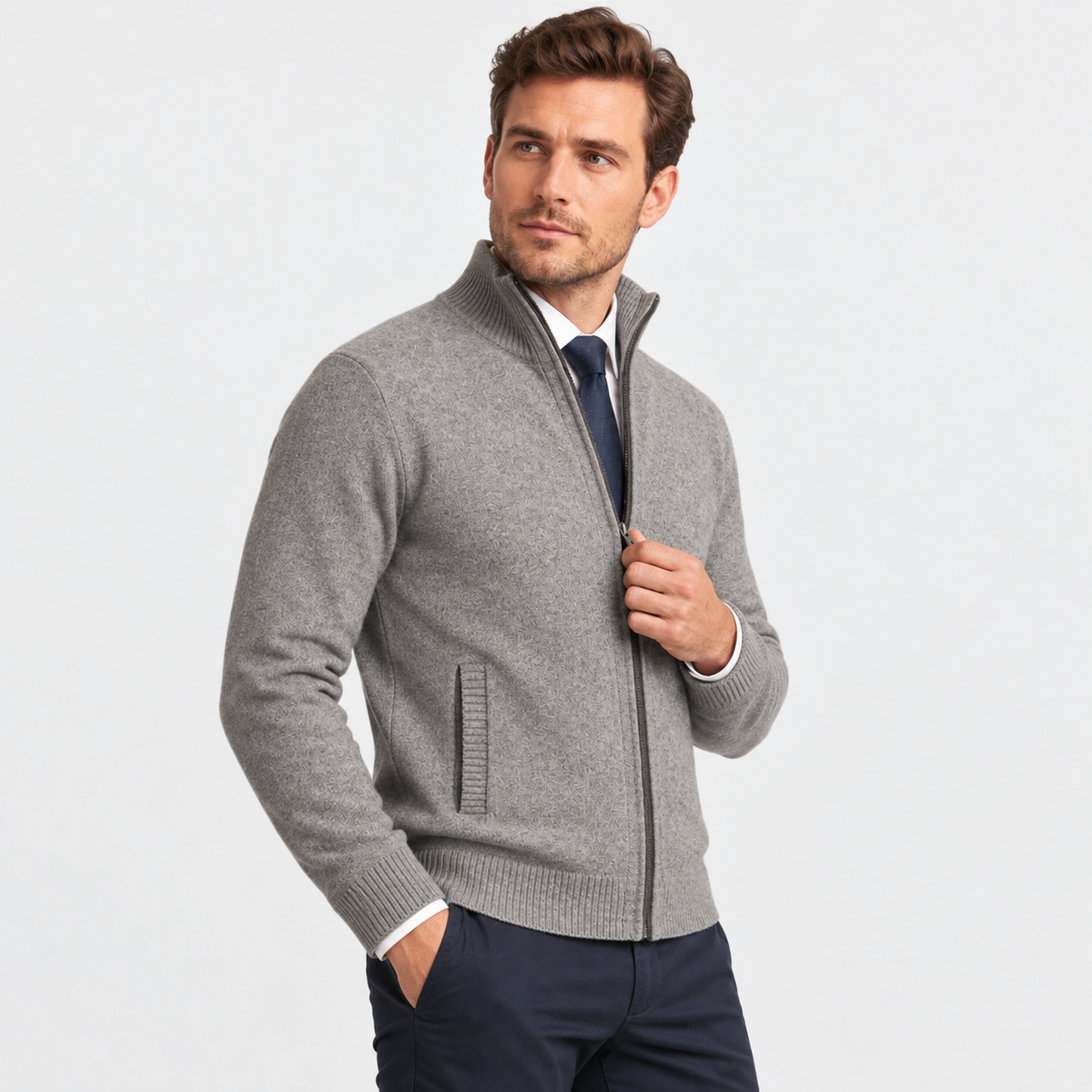 Old Ashworth | Men’s Knitted Zip Jacket for Smart Casual Wear