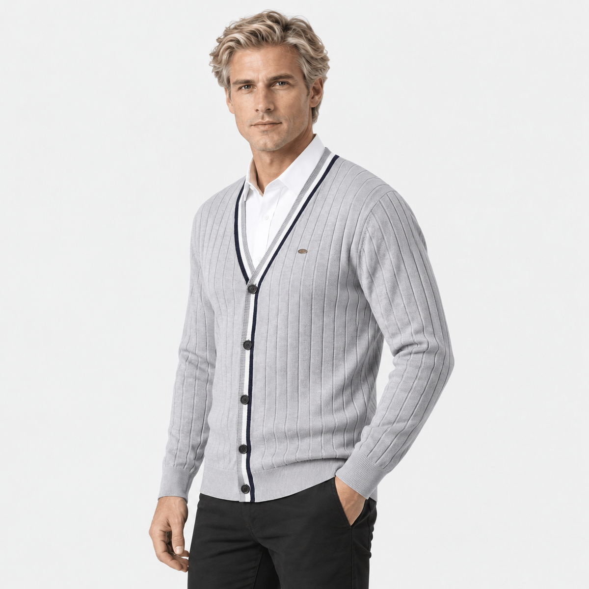 Old Ashworth | Men's Cotton Cardigan – Button-Up Office Wear
