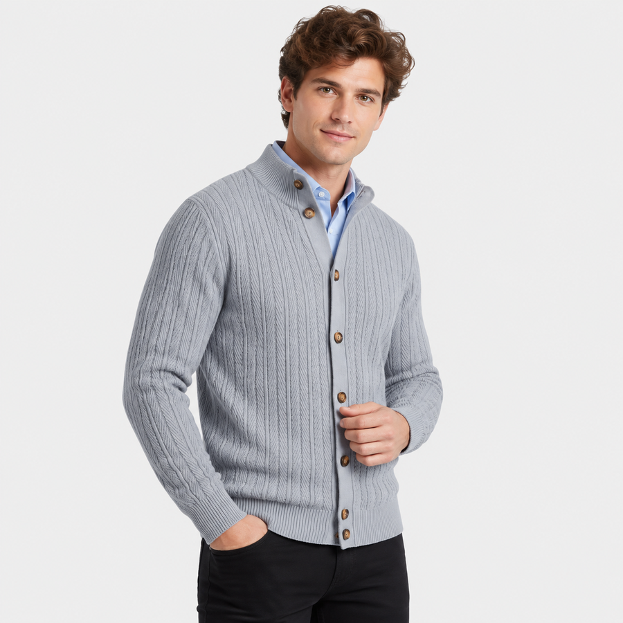 Old Ashworth | Men's Cotton Cardigan – Business Casual Knitwear
