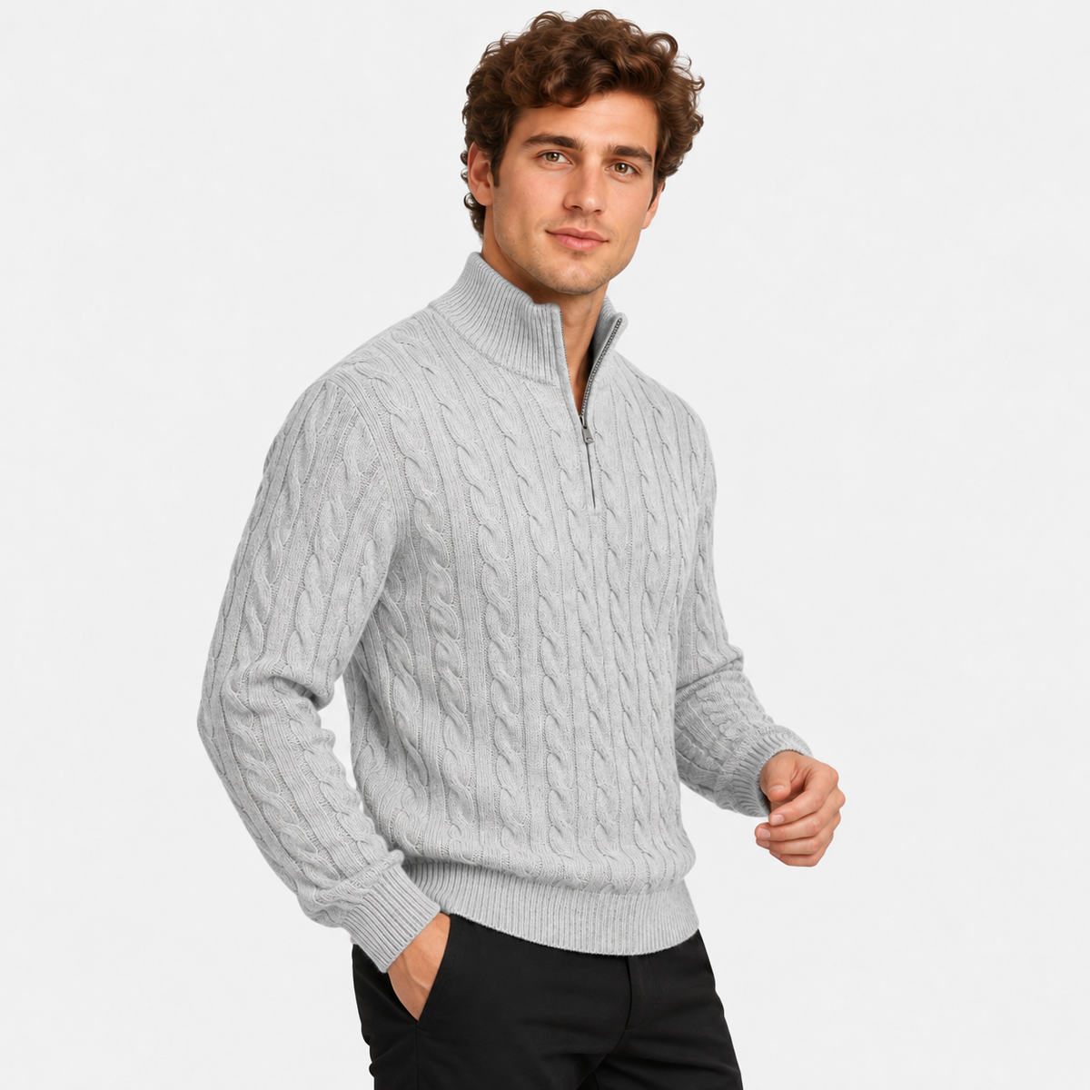 Old Ashworth | Men's Jumper – Cotton Half-Zip Long Sleeve