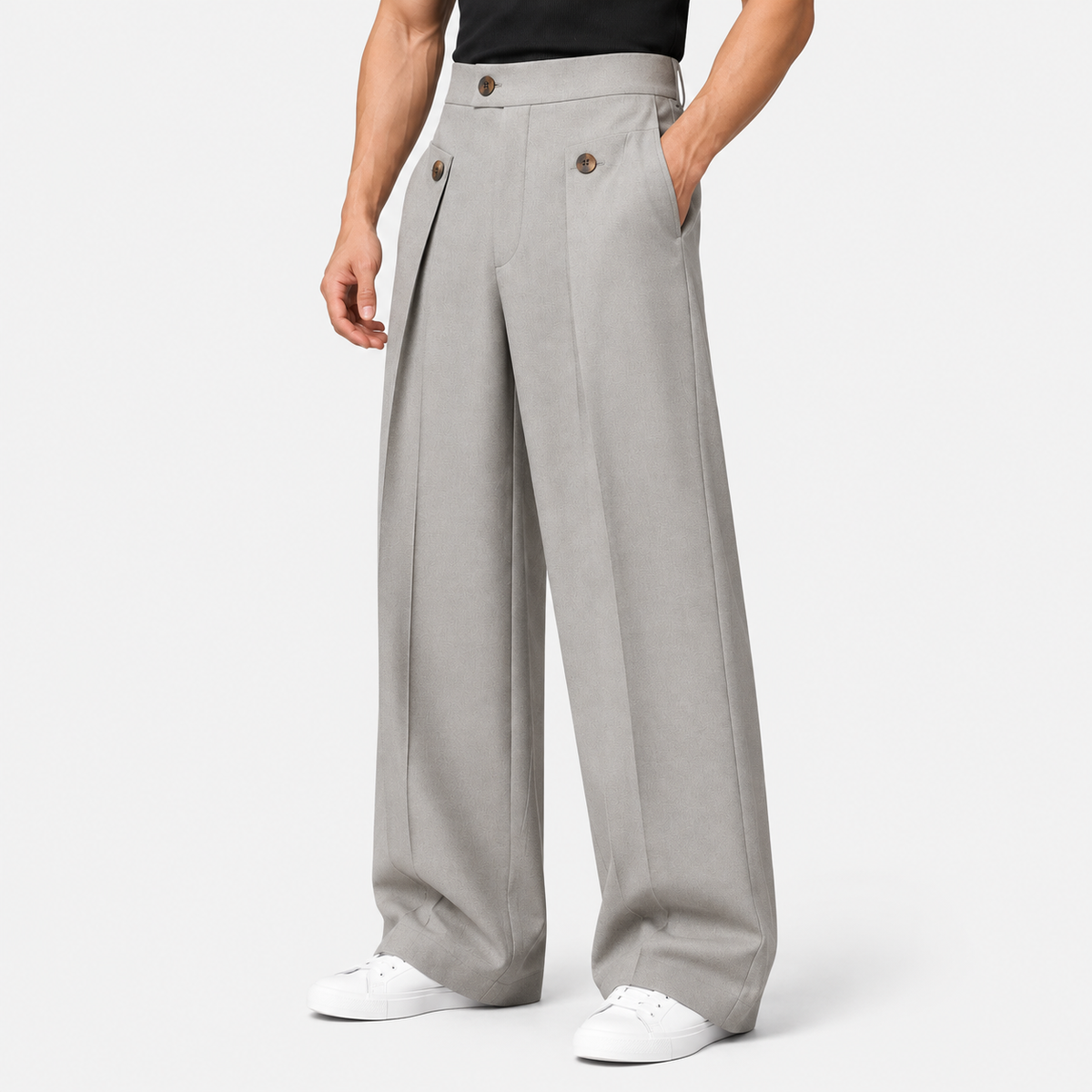 Old Ashworth | Men's Wide Leg Trousers – Pleated Business Casual