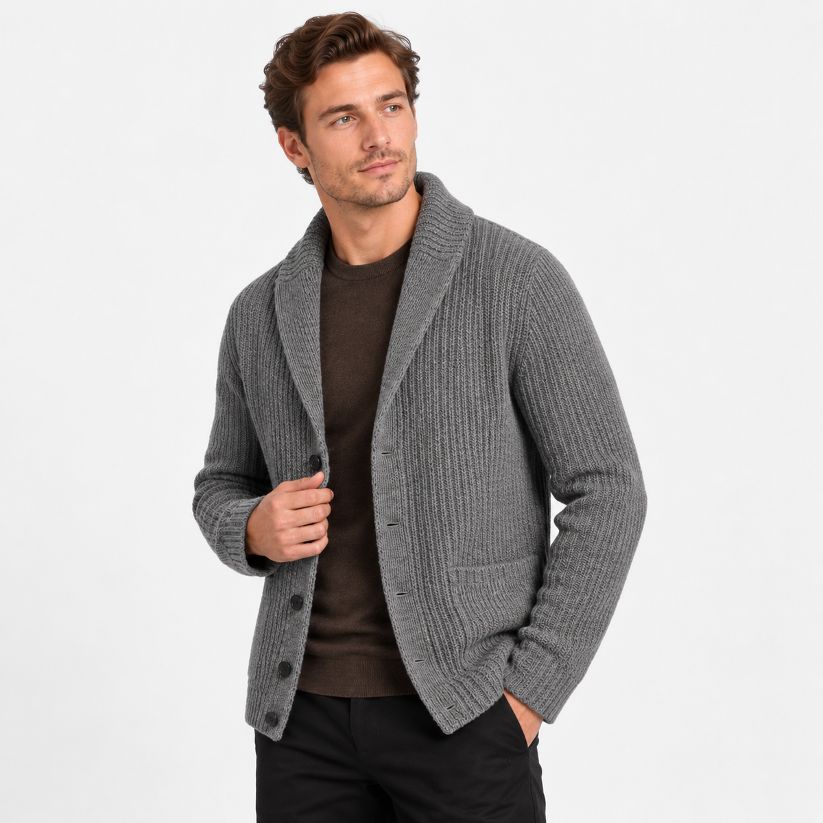 Old Ashworth  | Men's Slim Fit Button Up Cardigan Sweater Warm Knit Laye