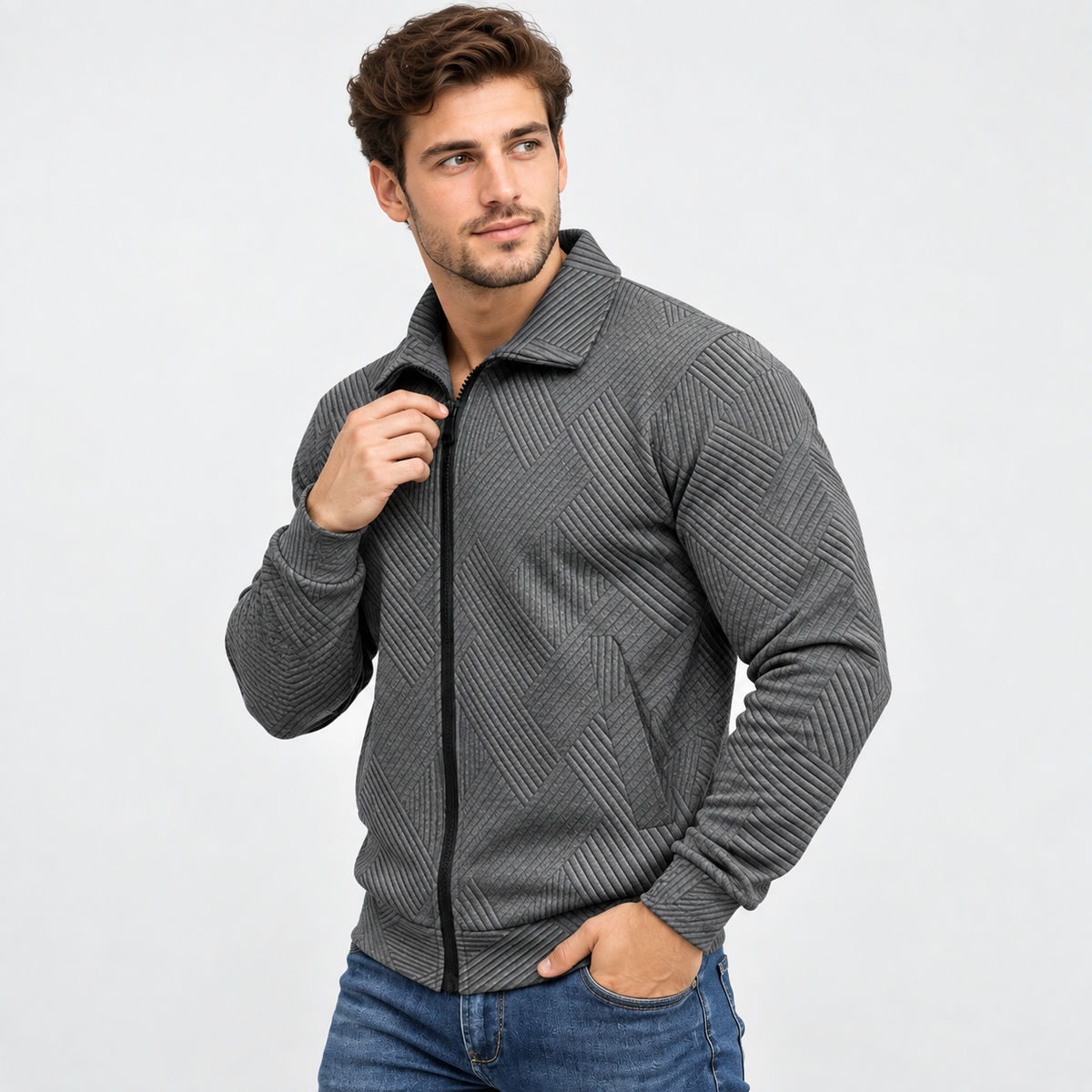 Old Ashworth | Men’s Ribbed Knit Jacket for Smart Casual Wear