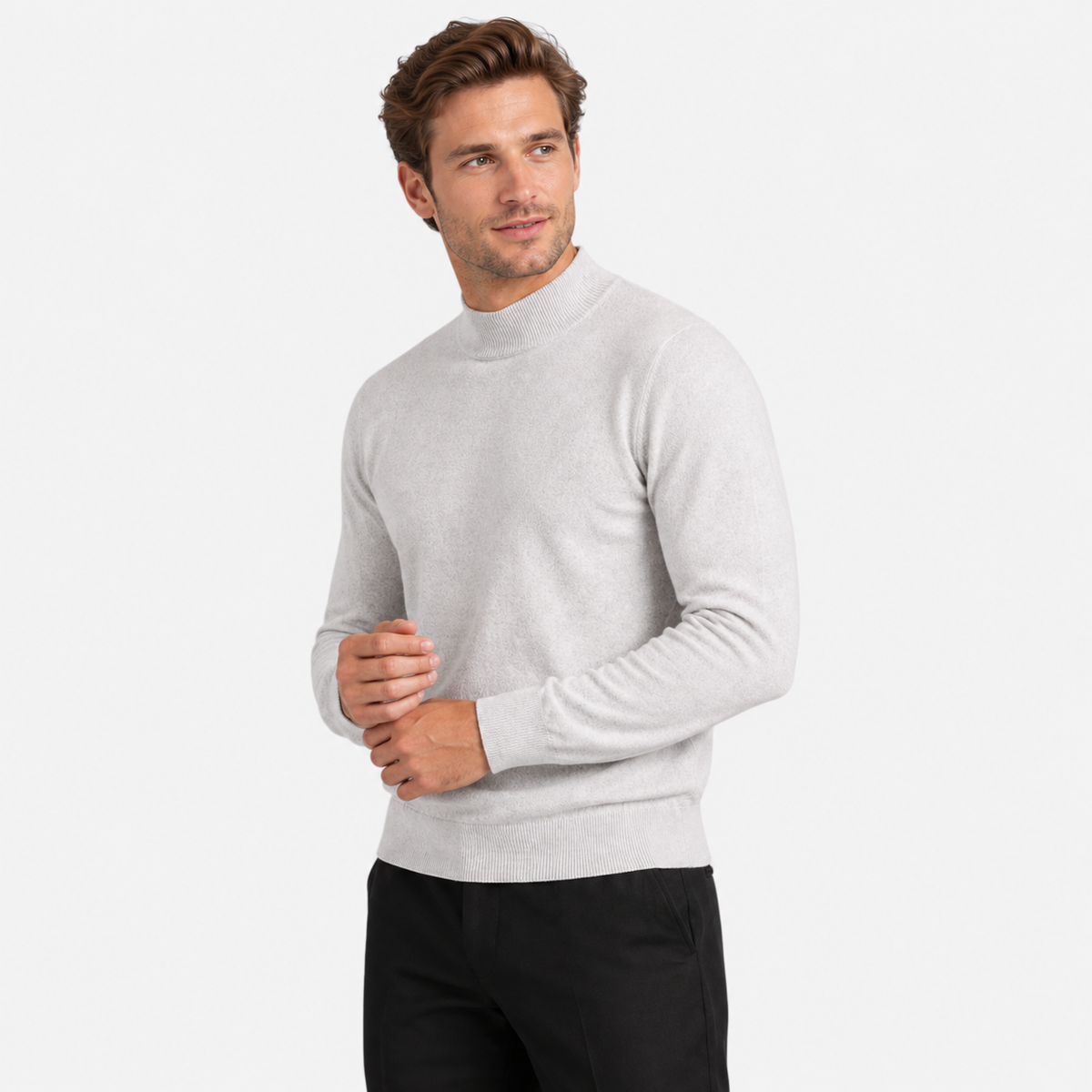 Old Ashworth  | Men's Warm Mock Neck Sweater Slim Fit Winter Knit Pullover