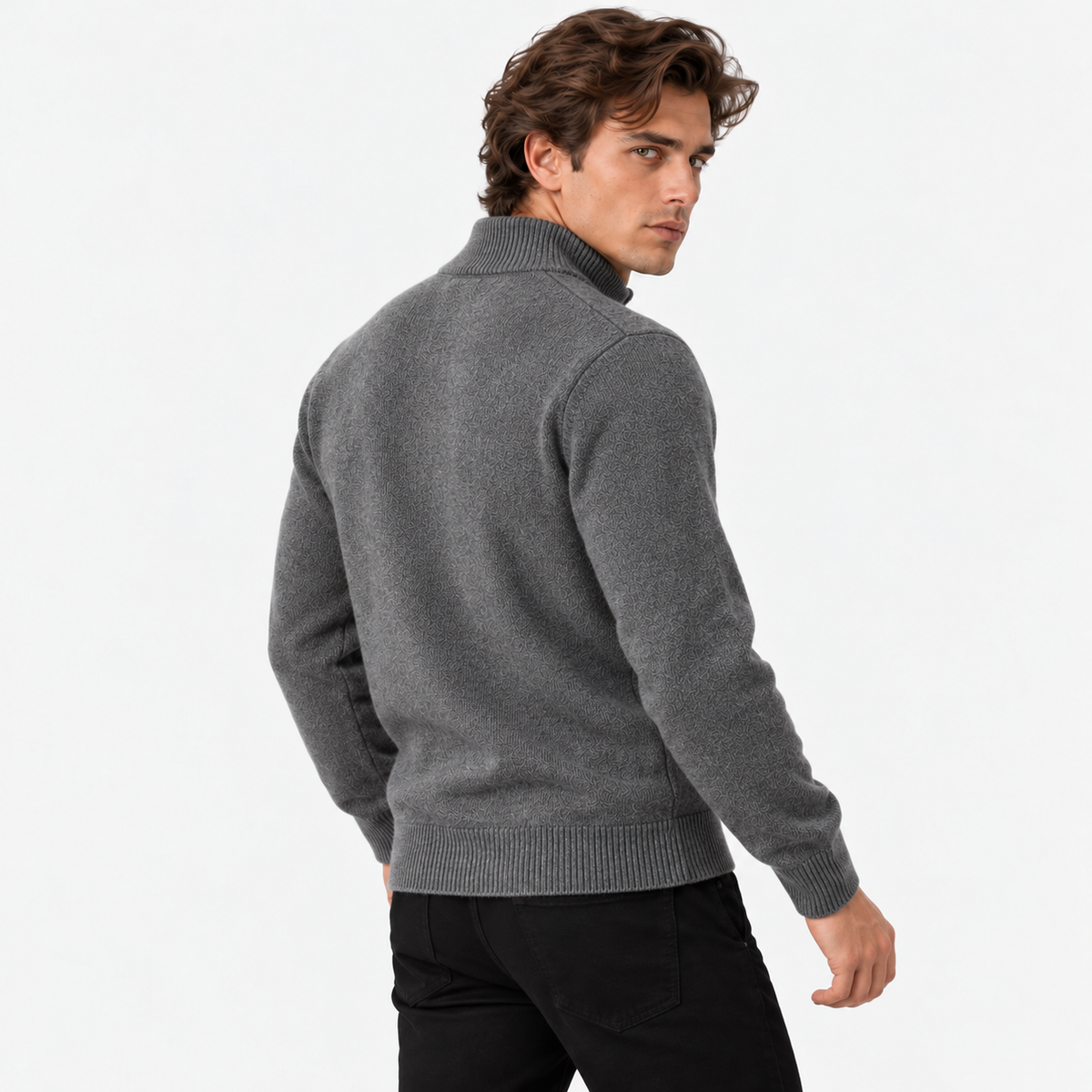 Old Ashworth | Men's Jumper – Cashmere Quarter-Zip High Collar