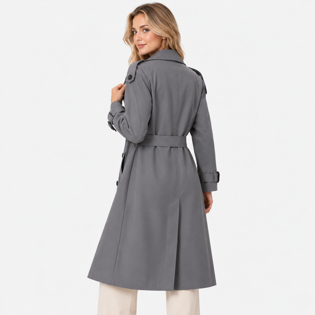 Old Ashworth  | Women's Double Breasted Belted Trench Coat Classic Outerwear