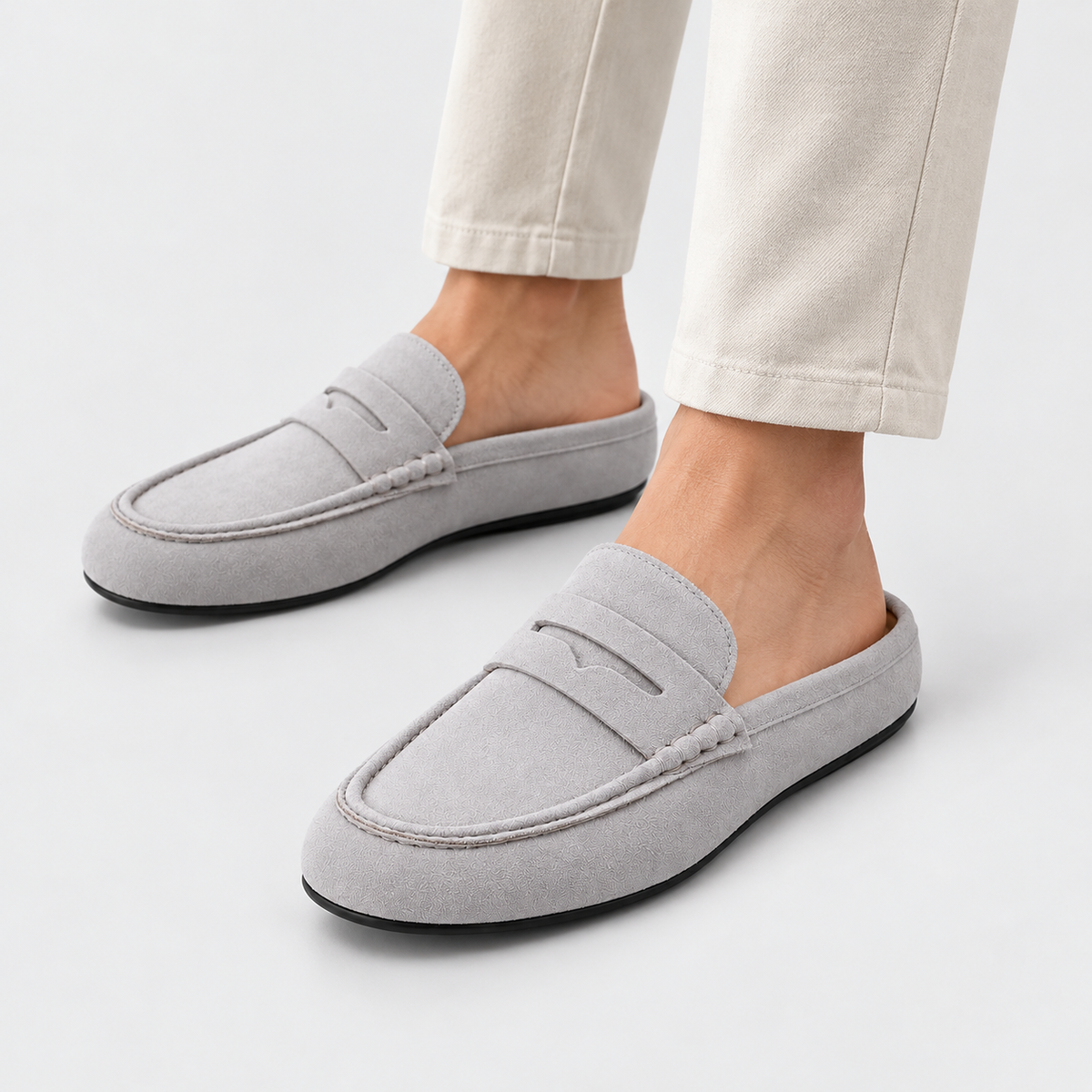 Old Ashworth | Men's Mule Loafers – Suede-Look Everyday Slip-On