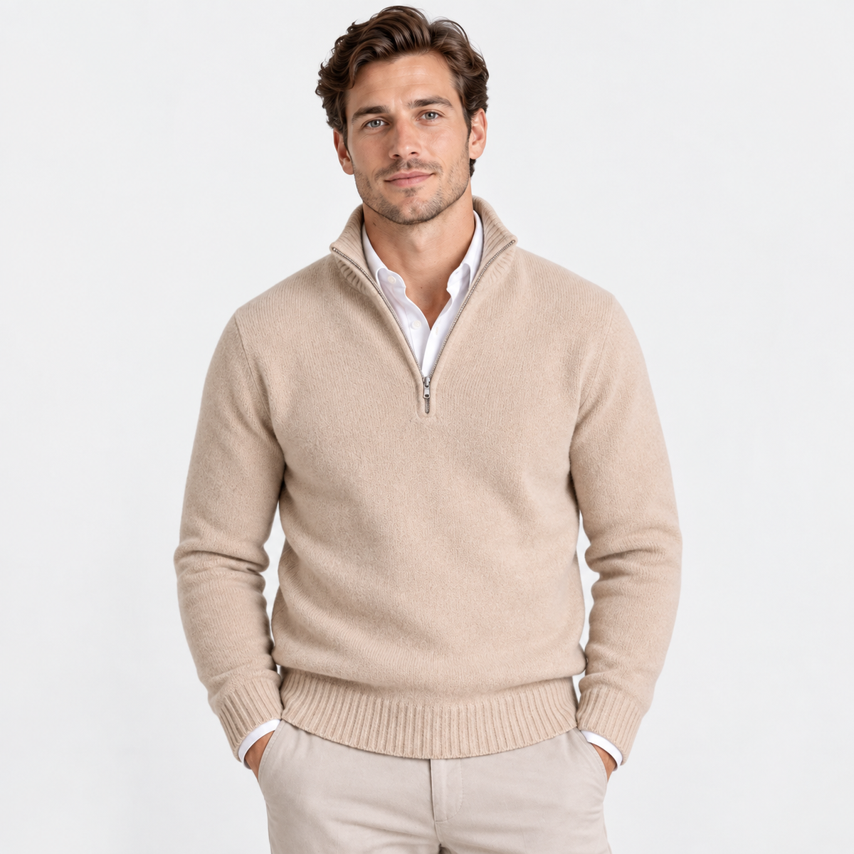 Old Ashworth  | Men's Long Sleeve Half Zip Knit Sweater Casual Pullover