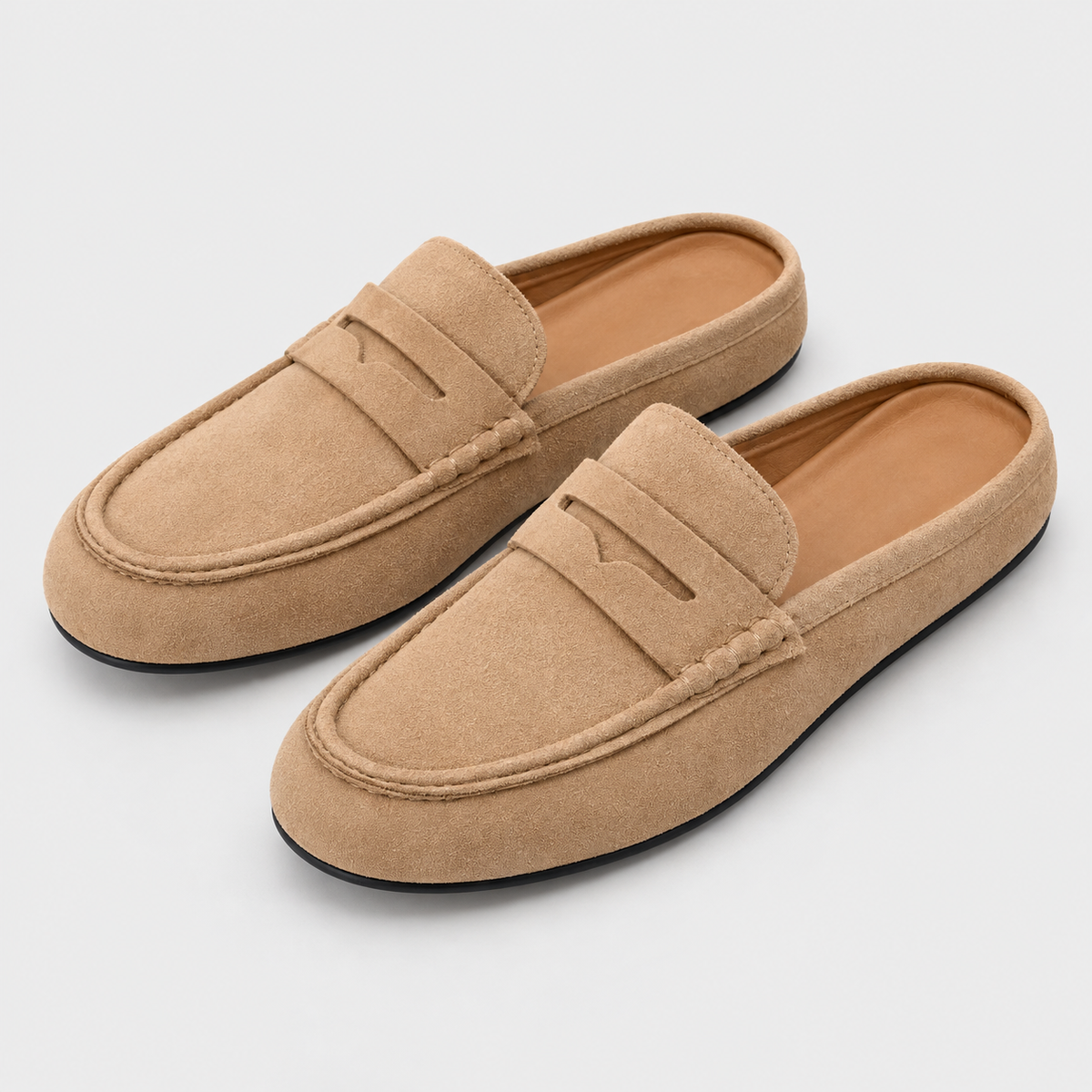 Old Ashworth | Men's Mule Loafers – Suede-Look Everyday Slip-On