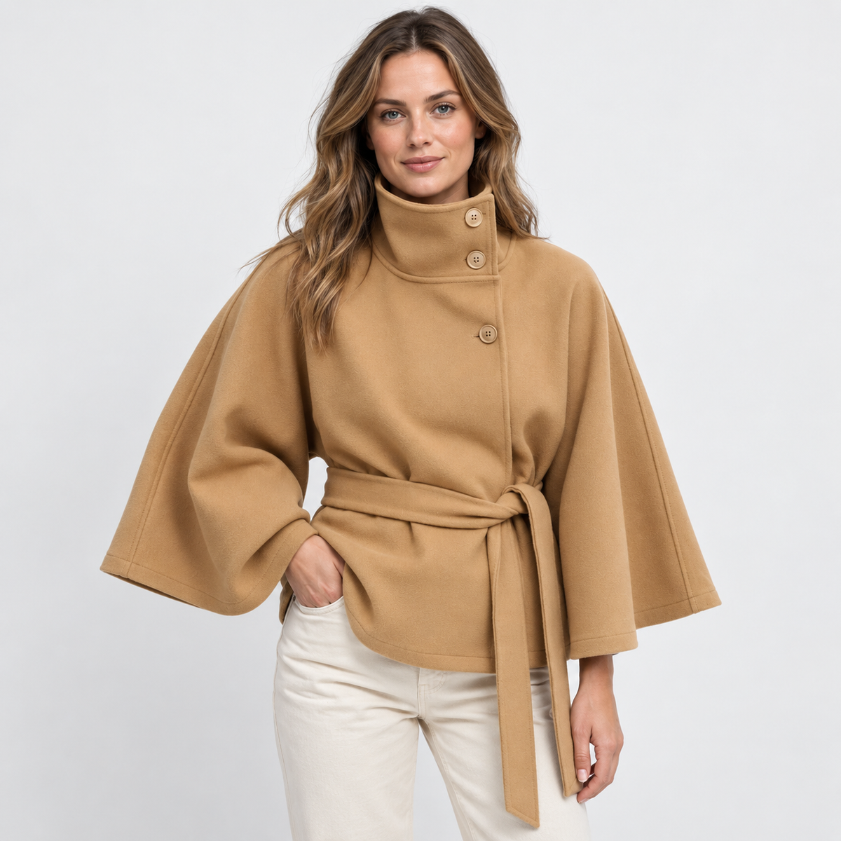Old Ashworth | Women’s High Collar Cape Coat for Winter
