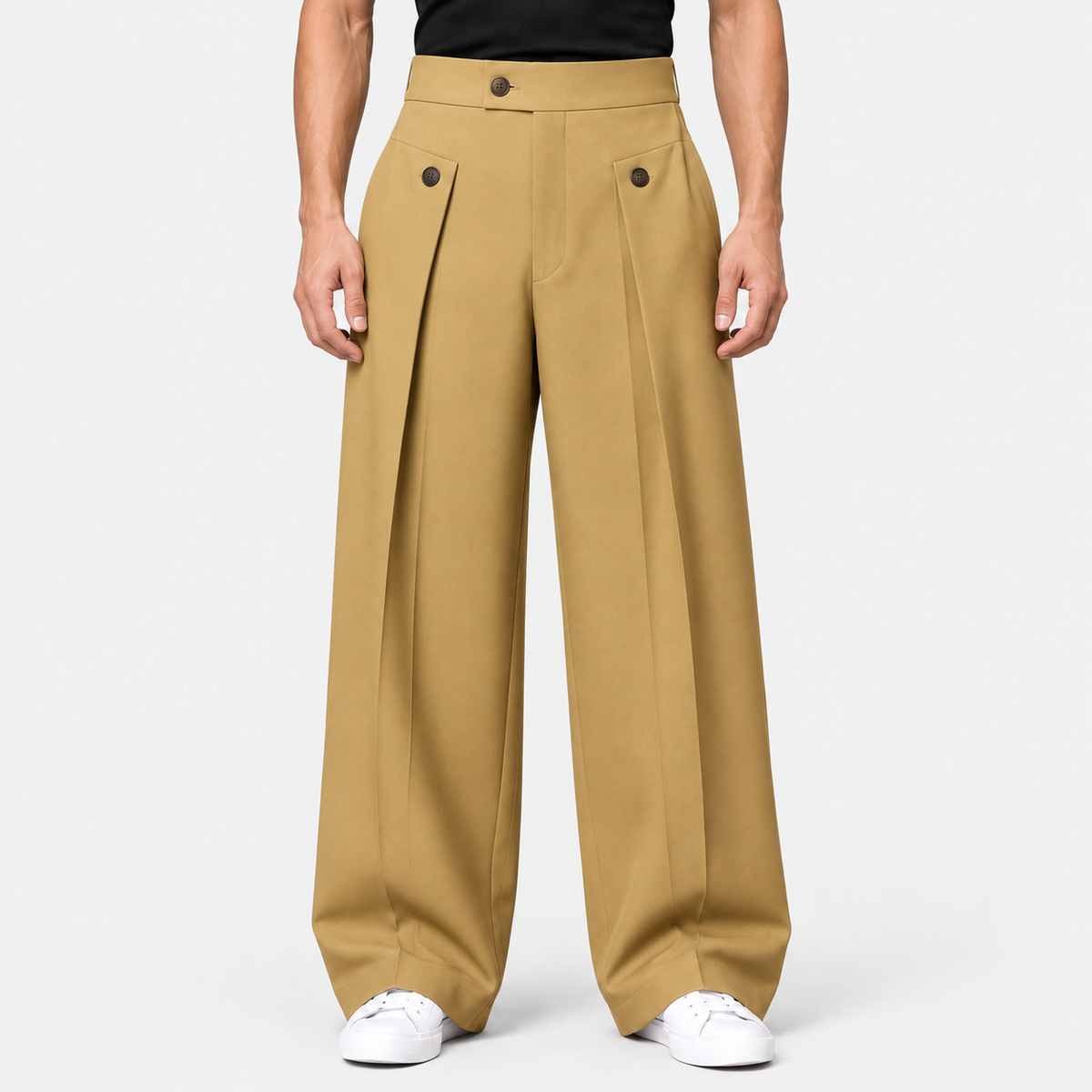 Old Ashworth | Men's Wide Leg Trousers – Pleated Business Casual