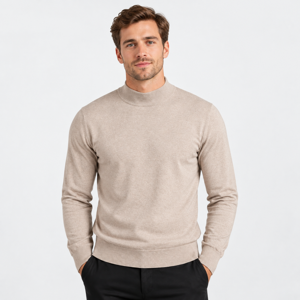 Old Ashworth  | Men's Warm Mock Neck Sweater Slim Fit Winter Knit Pullover