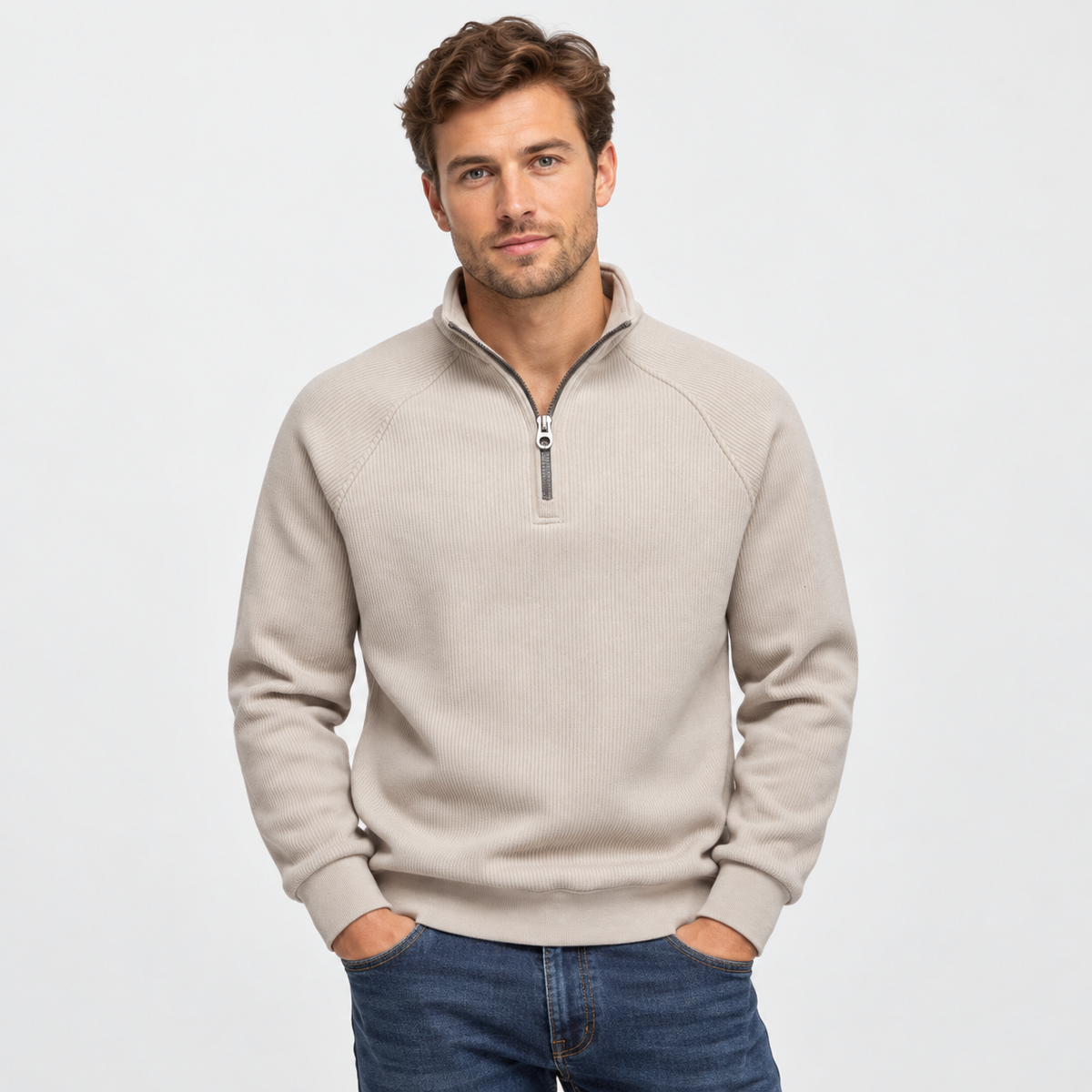 Old Ashworth | Men’s Classic Quarter-Zip – Warm Stand Collar