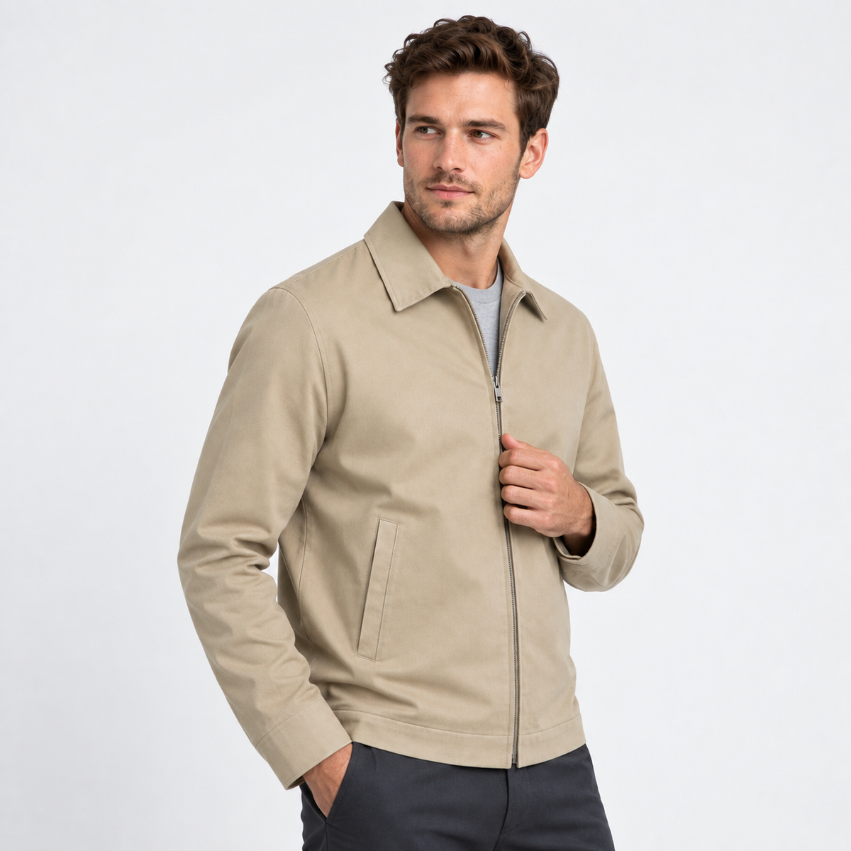 Old Ashworth | Men’s Lightweight Zip Jacket with Side Pockets