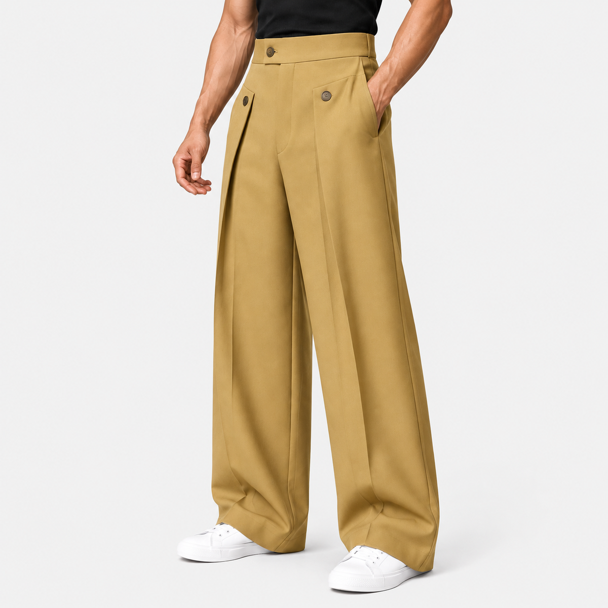 Old Ashworth | Men's Wide Leg Trousers – Pleated Business Casual