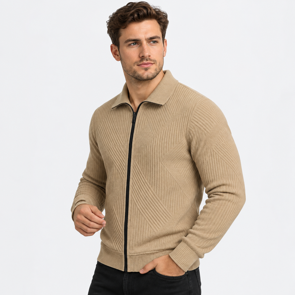 Old Ashworth | Men’s Ribbed Knit Jacket for Smart Casual Wear
