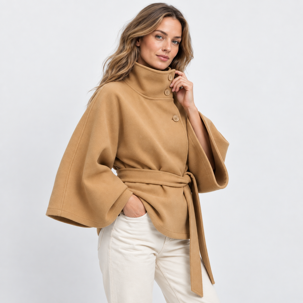 Old Ashworth | Women’s High Collar Cape Coat for Winter