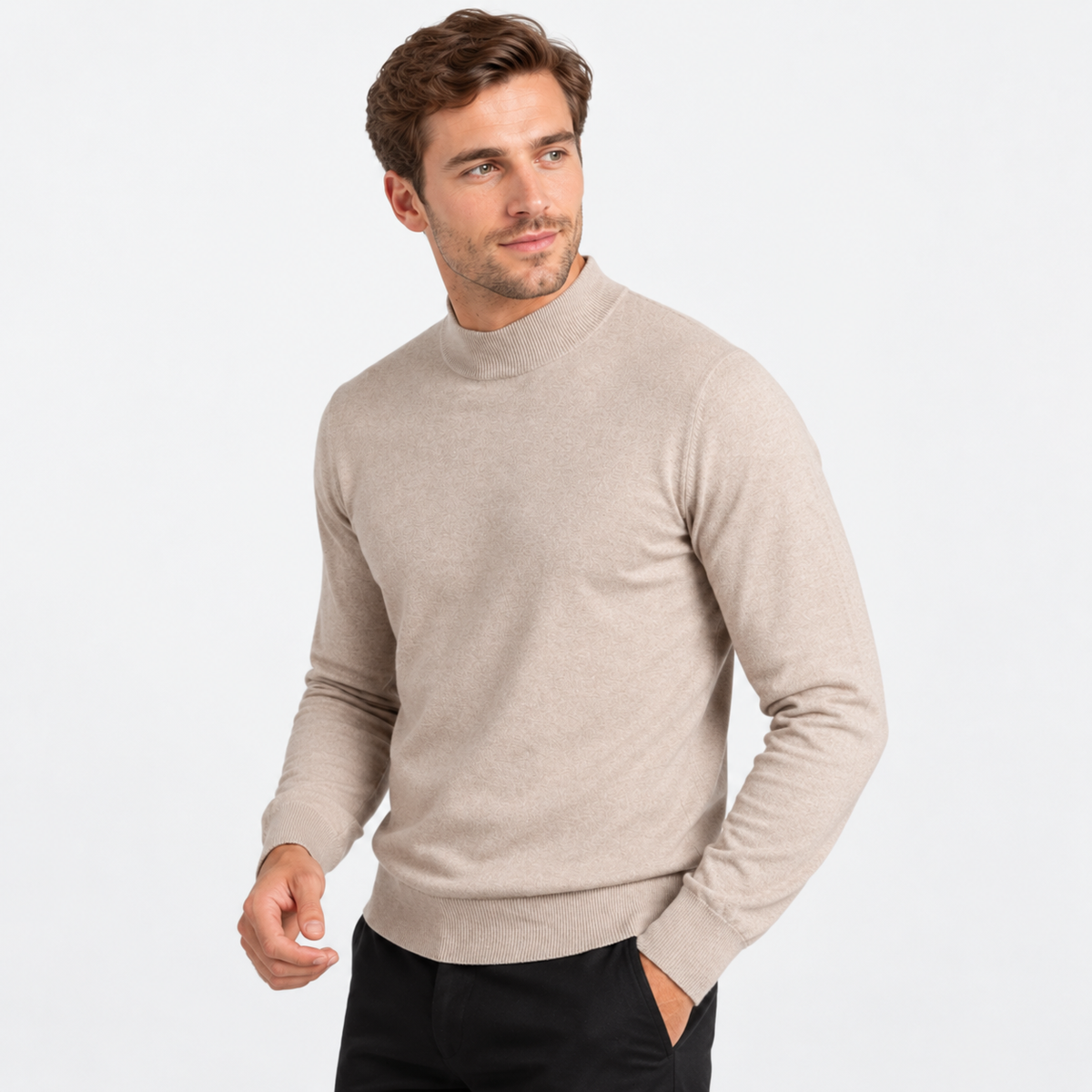 Old Ashworth  | Men's Warm Mock Neck Sweater Slim Fit Winter Knit Pullover