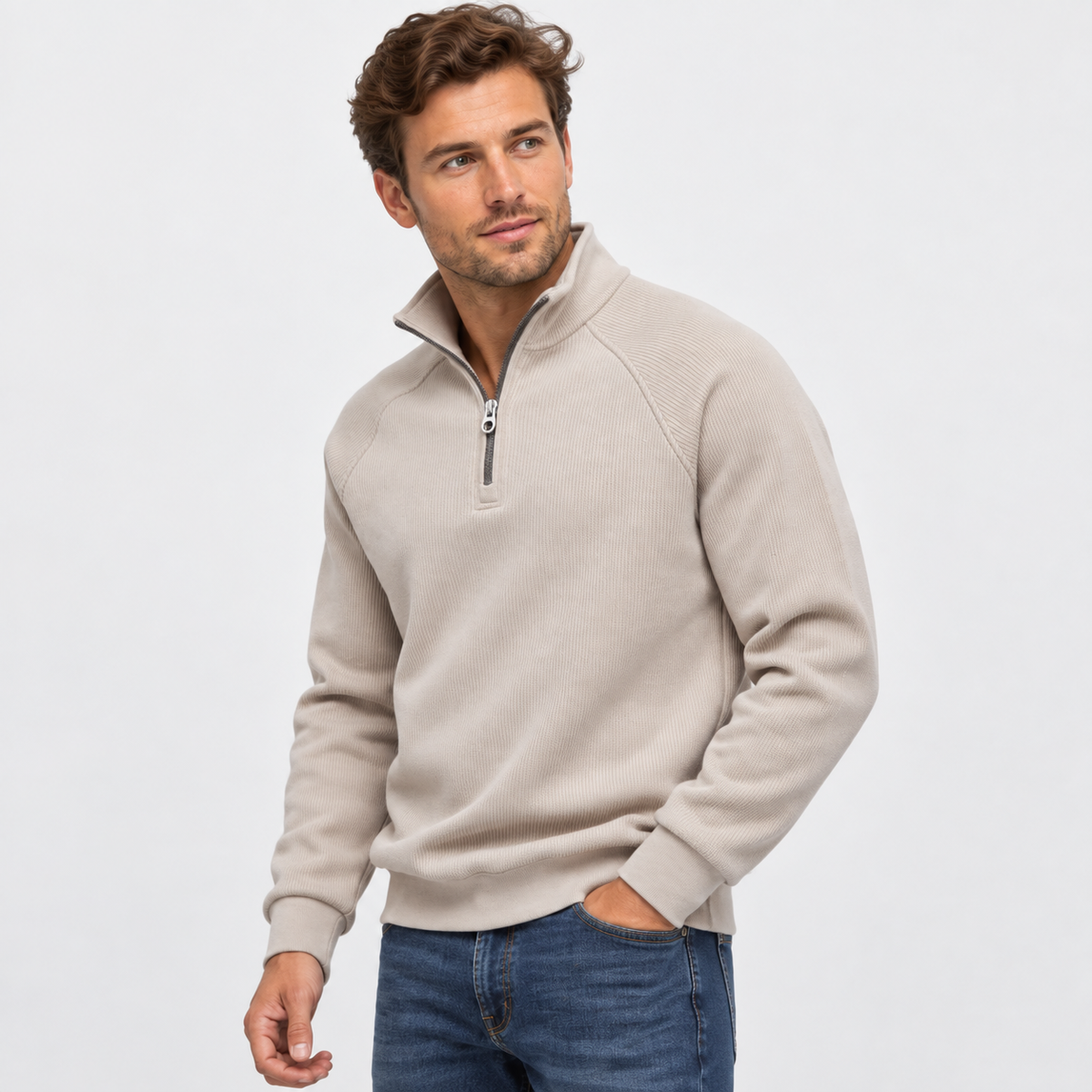 Old Ashworth | Men’s Classic Quarter-Zip – Warm Stand Collar