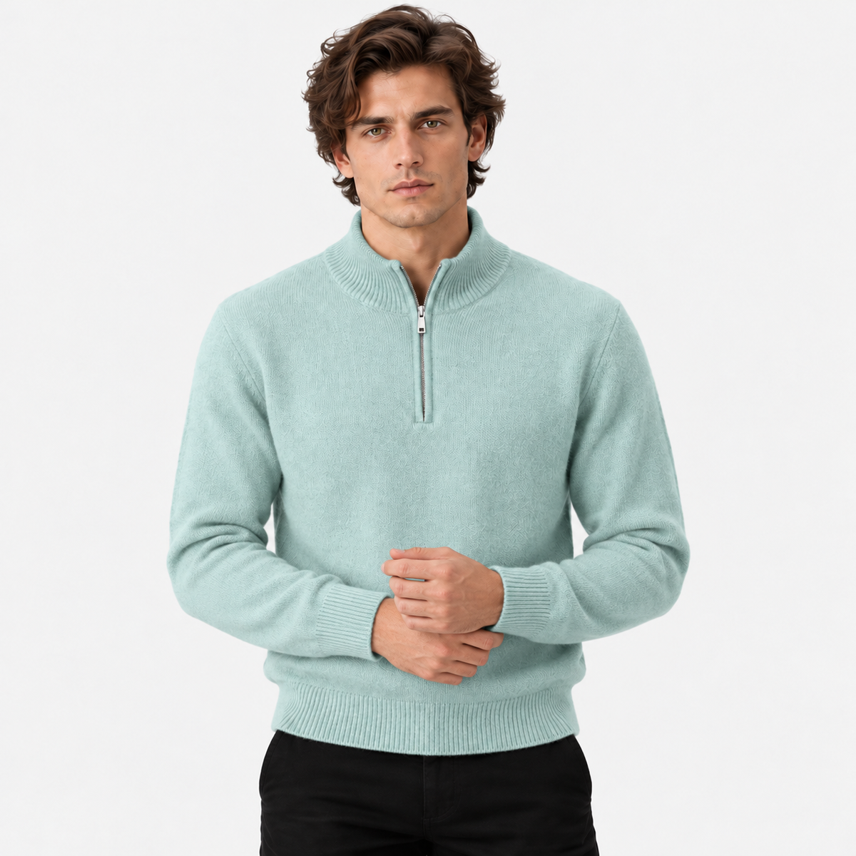 Old Ashworth | Men's Jumper – Cashmere Quarter-Zip High Collar
