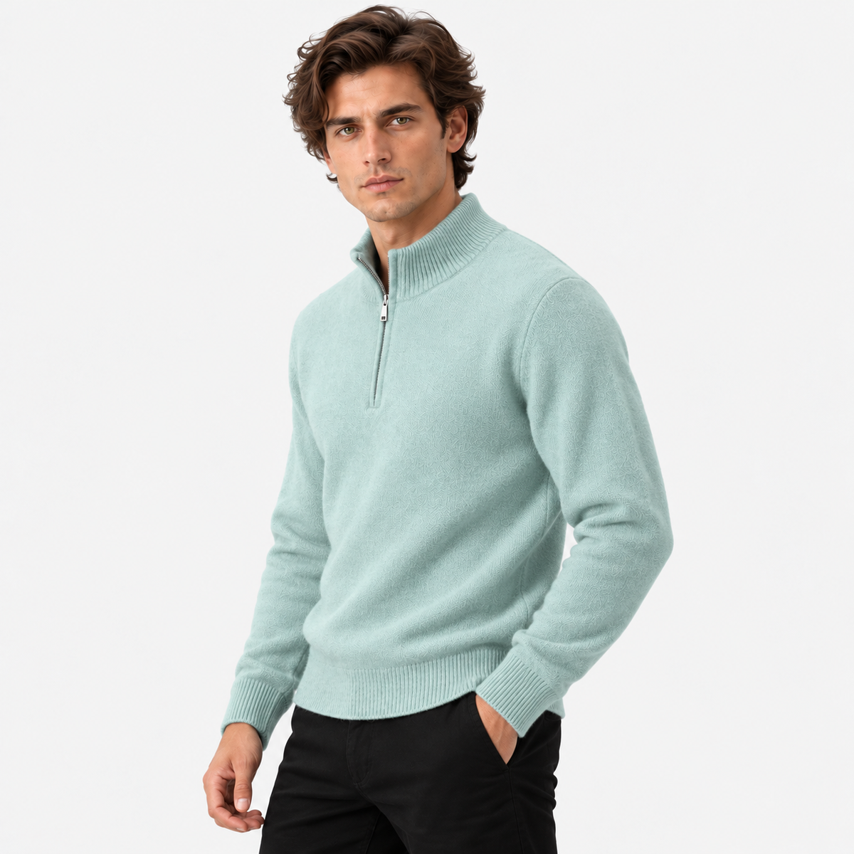 Old Ashworth | Men's Jumper – Cashmere Quarter-Zip High Collar