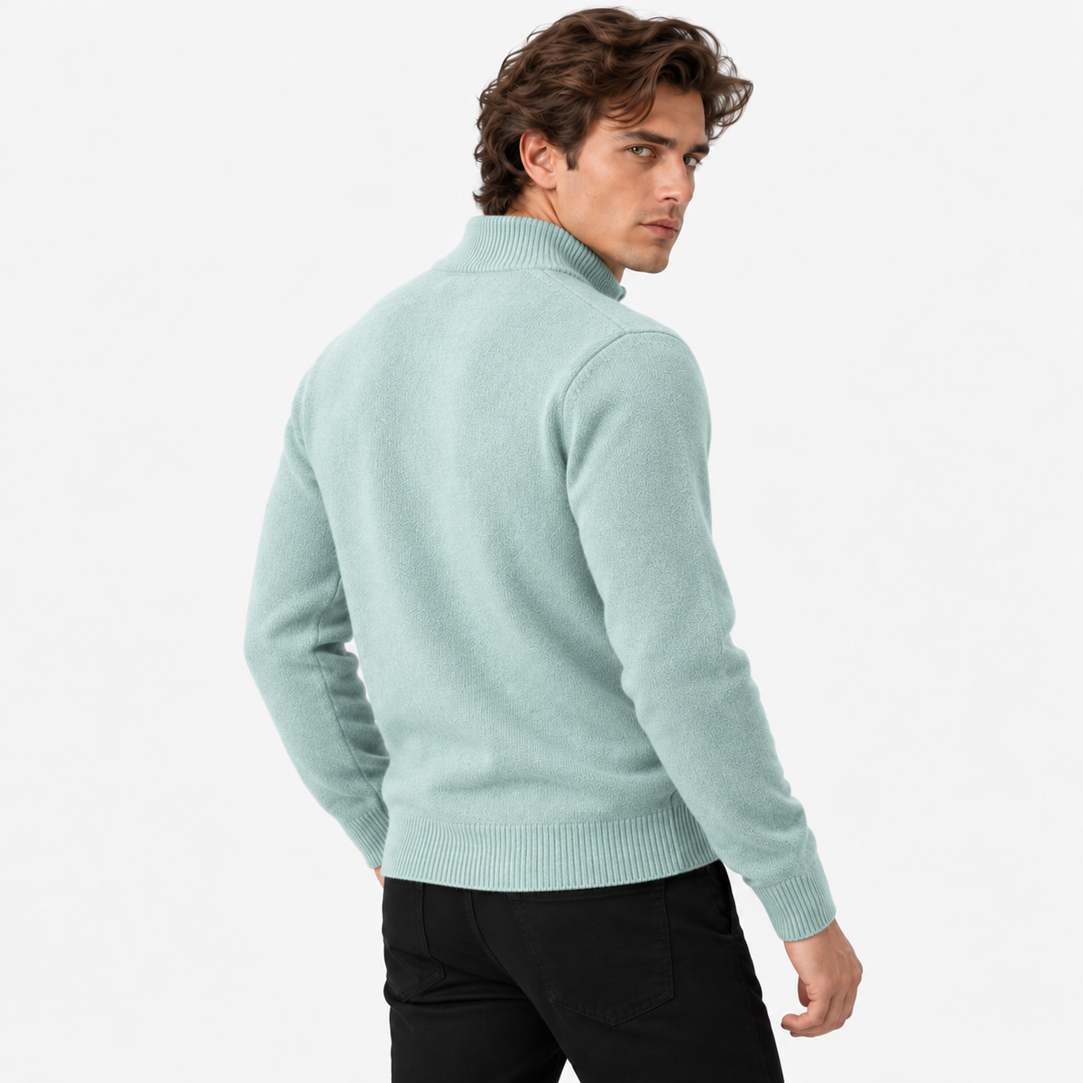 Old Ashworth | Men's Jumper – Cashmere Quarter-Zip High Collar