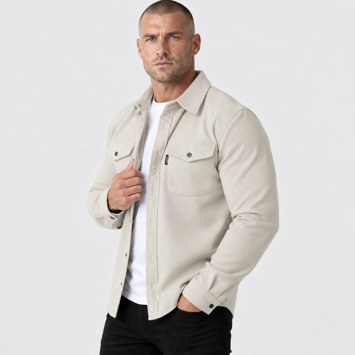 Old Ashworth | Men's Shirt Jacket – Button Front & Chest Pockets