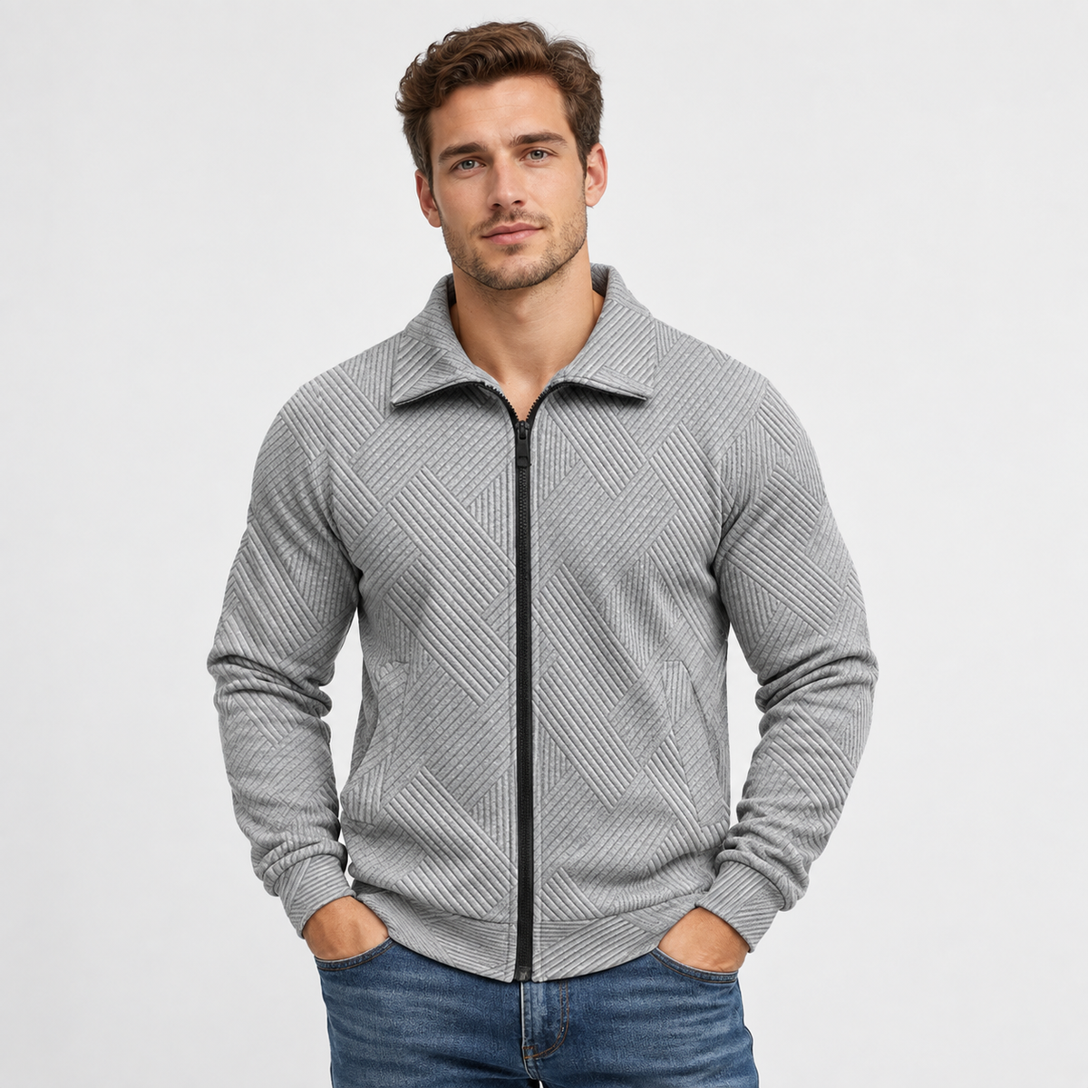 Old Ashworth | Men’s Ribbed Knit Jacket for Smart Casual Wear