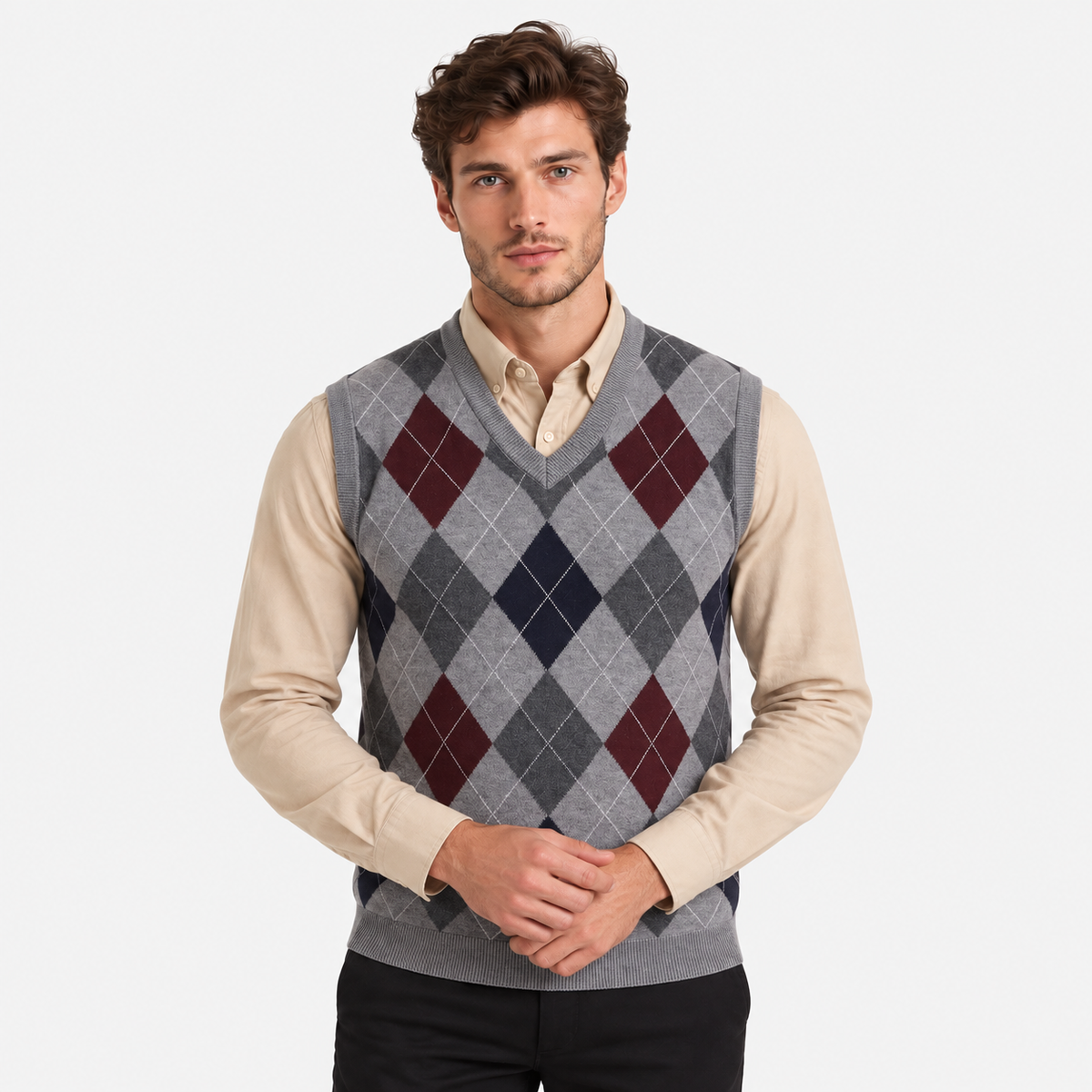 Old Ashworth | Men's Jumper Vest – V-Neck for Shirt Layering