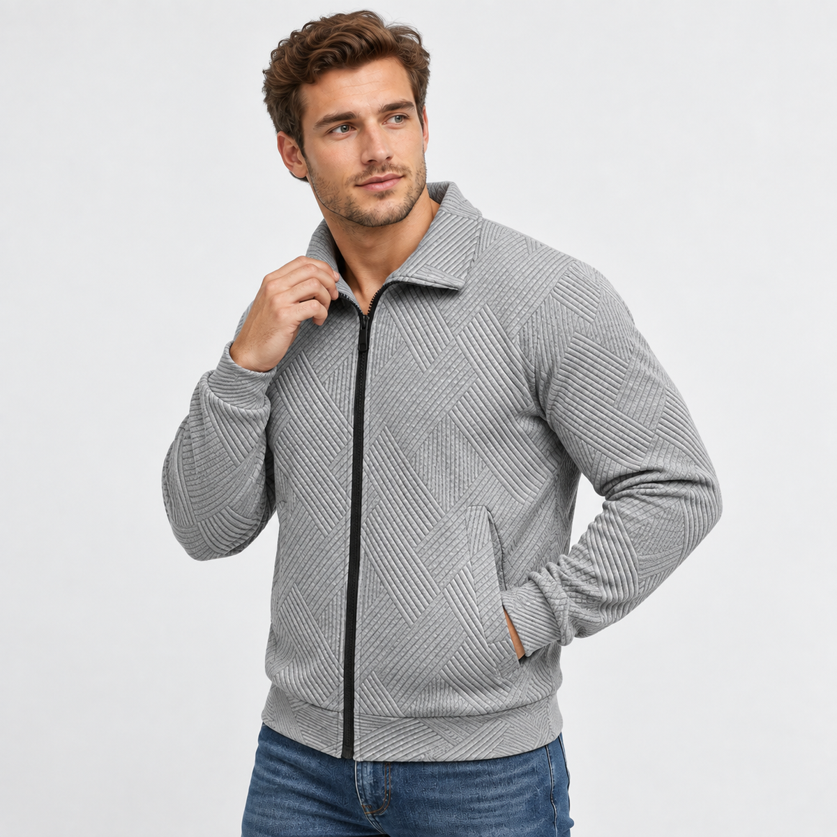 Old Ashworth | Men’s Ribbed Knit Jacket for Smart Casual Wear