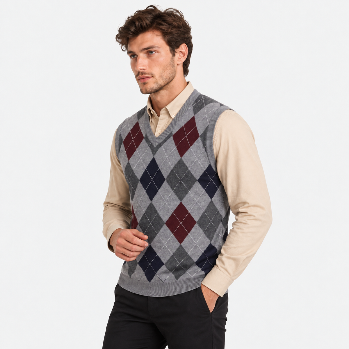 Old Ashworth | Men's Jumper Vest – V-Neck for Shirt Layering