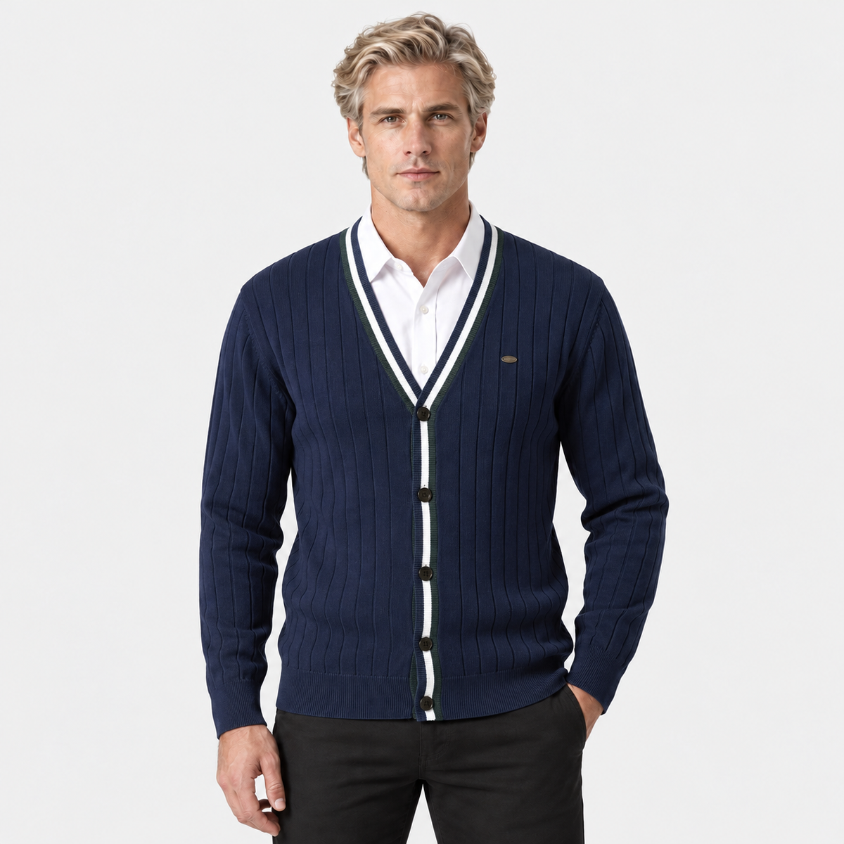 Old Ashworth | Men's Cotton Cardigan – Button-Up Office Wear