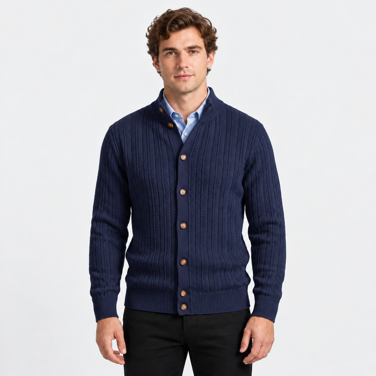 Old Ashworth | Men's Cotton Cardigan – Business Casual Knitwear