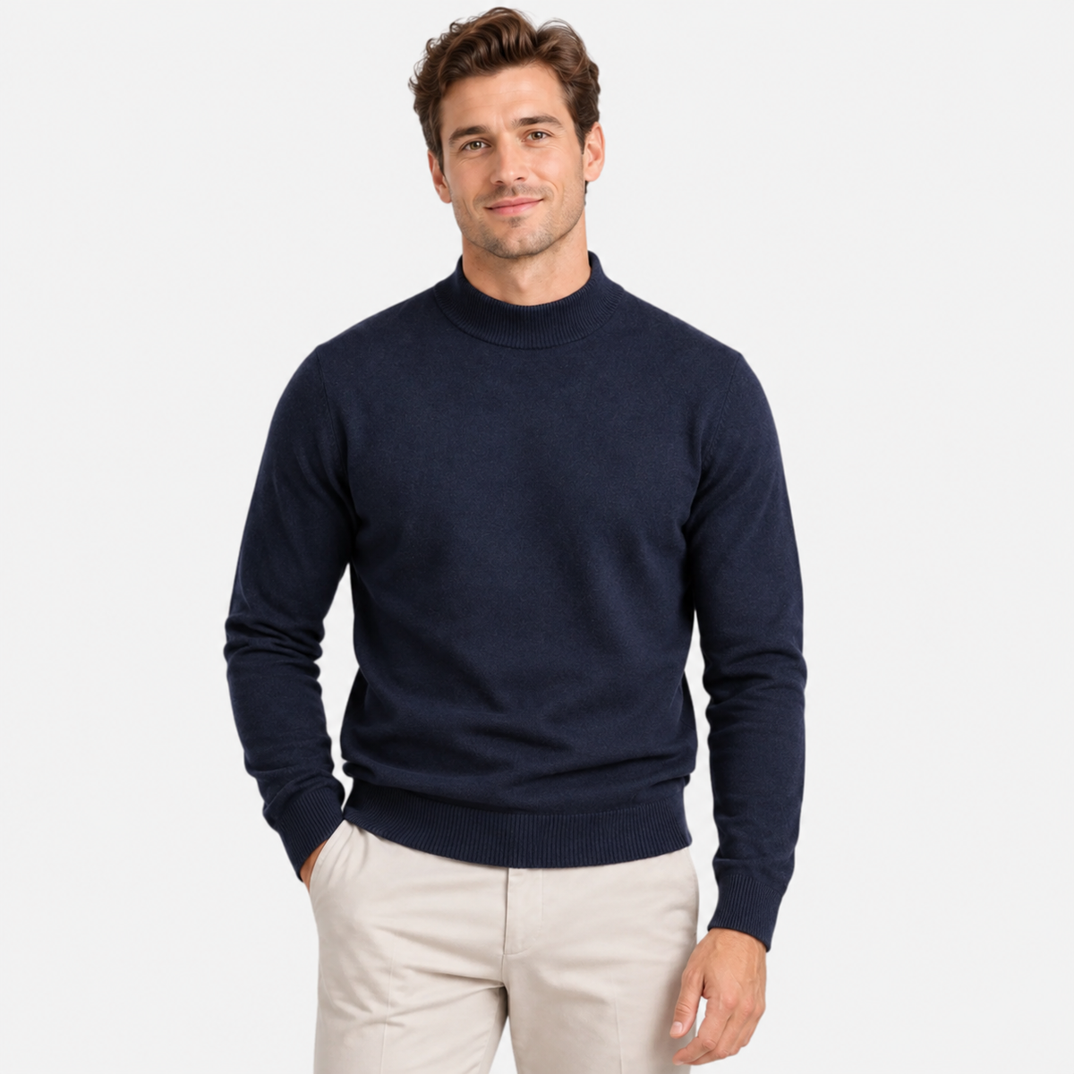 Old Ashworth  | Men's Warm Mock Neck Sweater Slim Fit Winter Knit Pullover