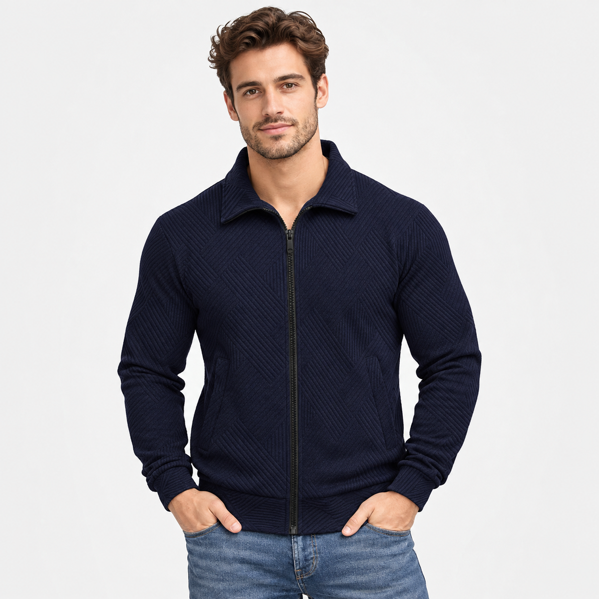 Old Ashworth | Men’s Ribbed Knit Jacket for Smart Casual Wear