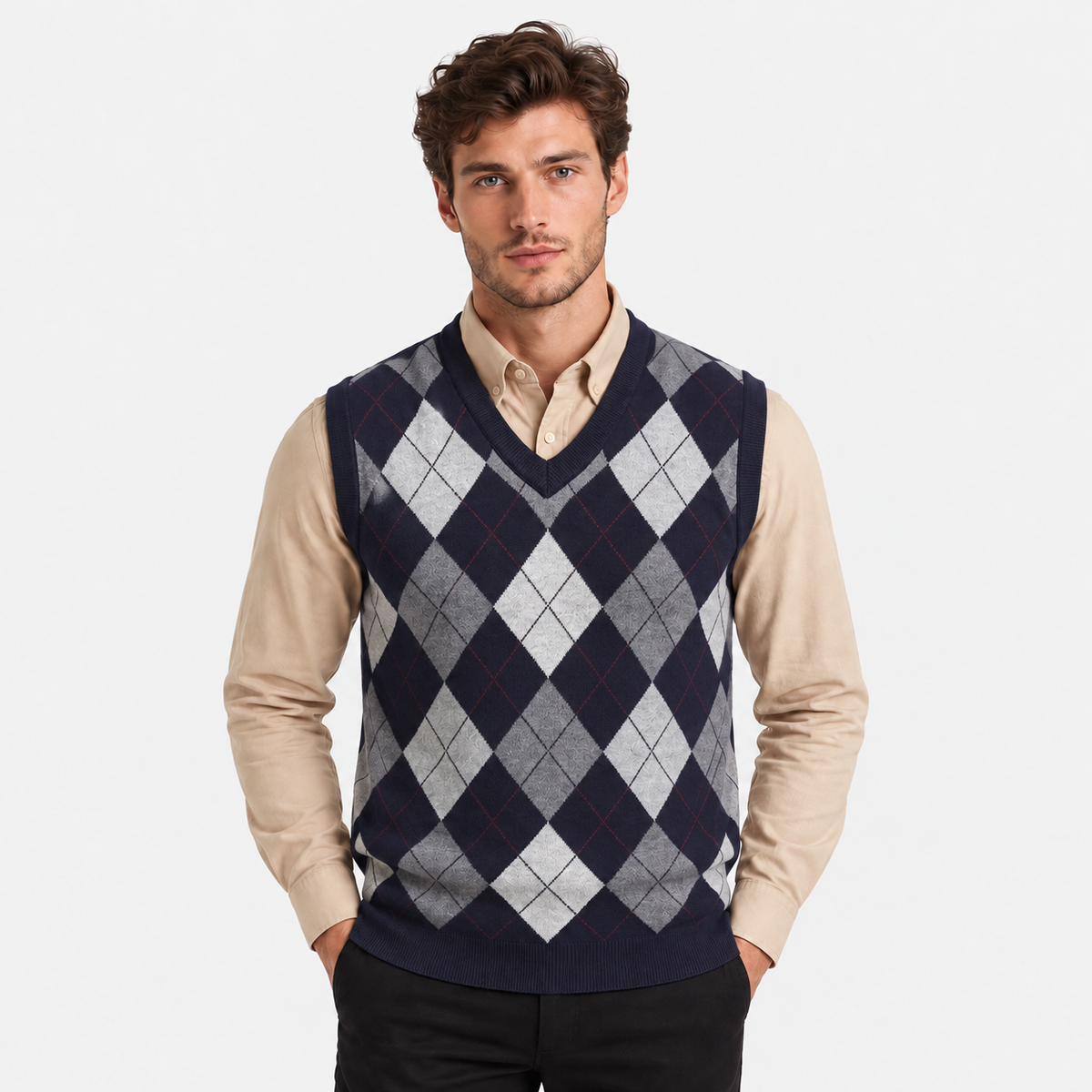 Old Ashworth | Men's Jumper Vest – V-Neck for Shirt Layering