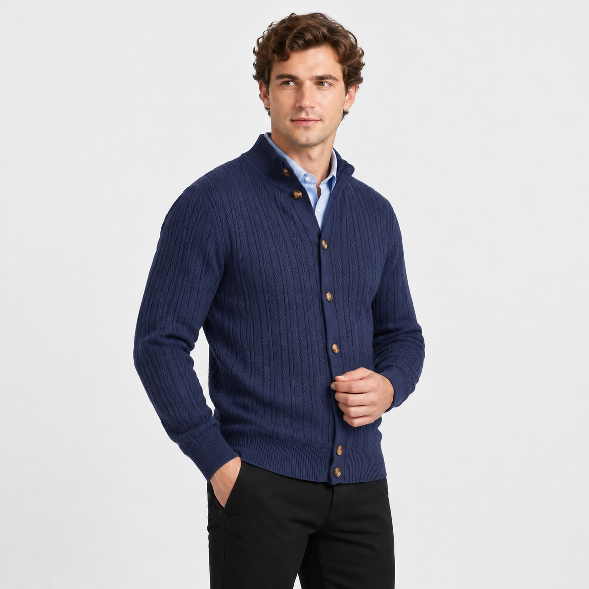 Old Ashworth | Men's Cotton Cardigan – Business Casual Knitwear