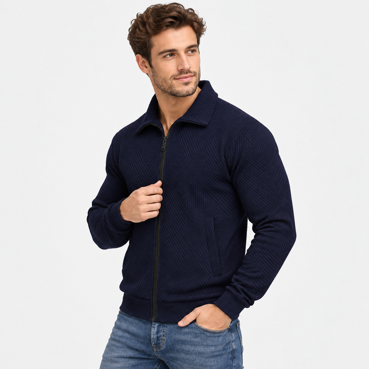 Old Ashworth | Men’s Ribbed Knit Jacket for Smart Casual Wear