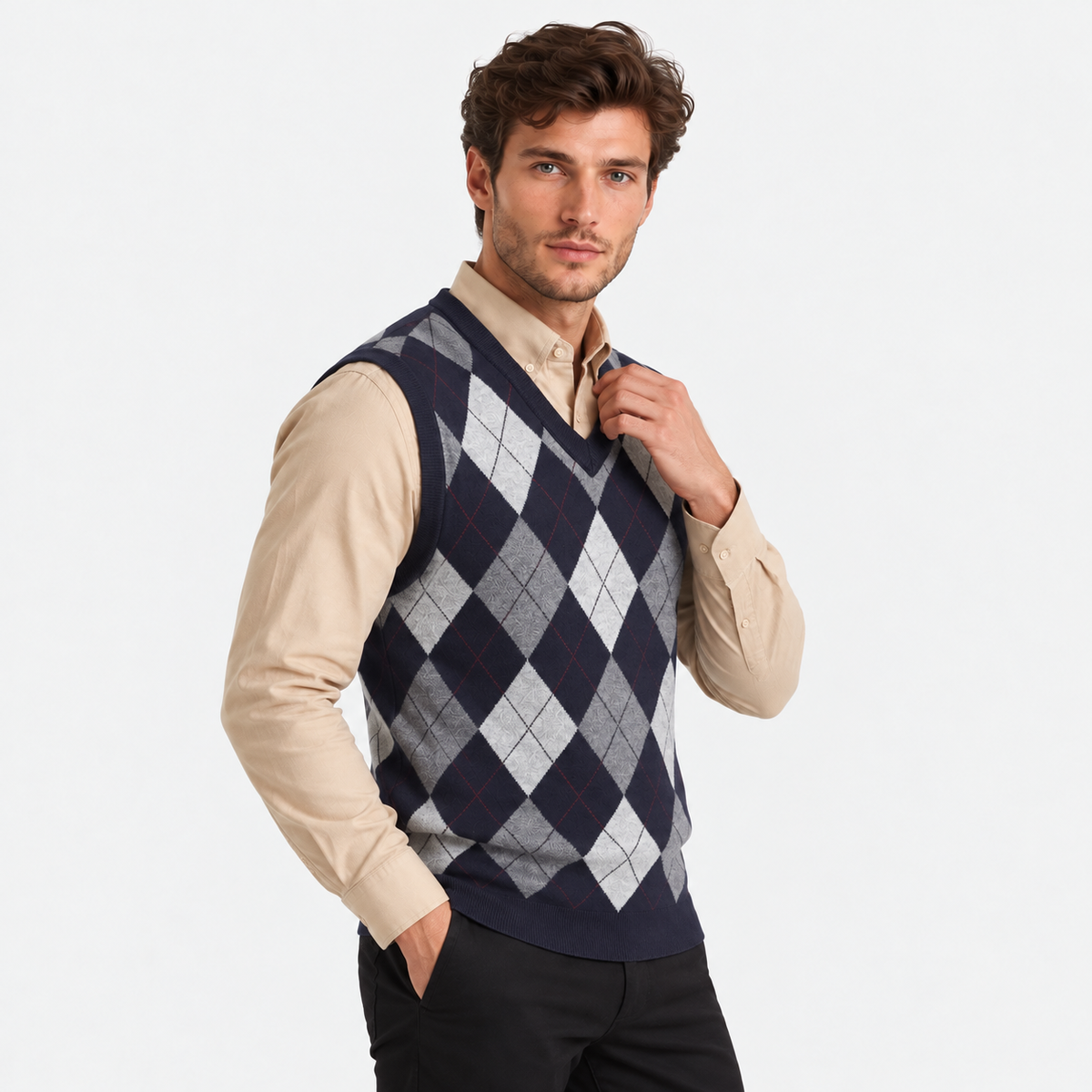 Old Ashworth | Men's Jumper Vest – V-Neck for Shirt Layering