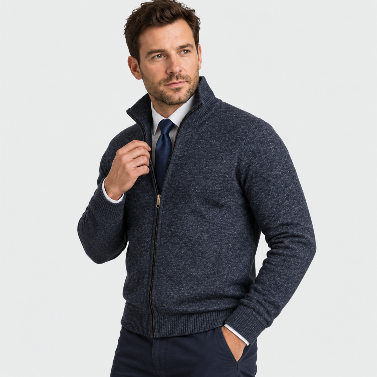 Old Ashworth | Men’s Knitted Zip Jacket for Smart Casual Wear