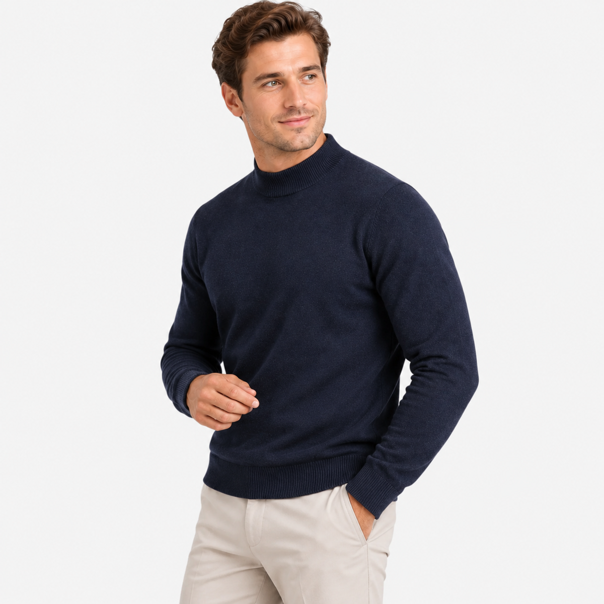Old Ashworth  | Men's Warm Mock Neck Sweater Slim Fit Winter Knit Pullover