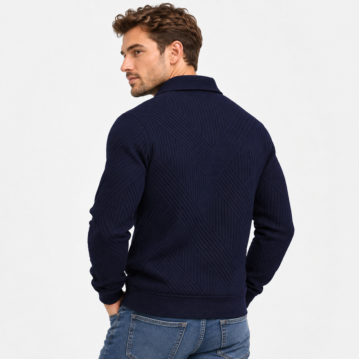 Old Ashworth | Men’s Ribbed Knit Jacket for Smart Casual Wear